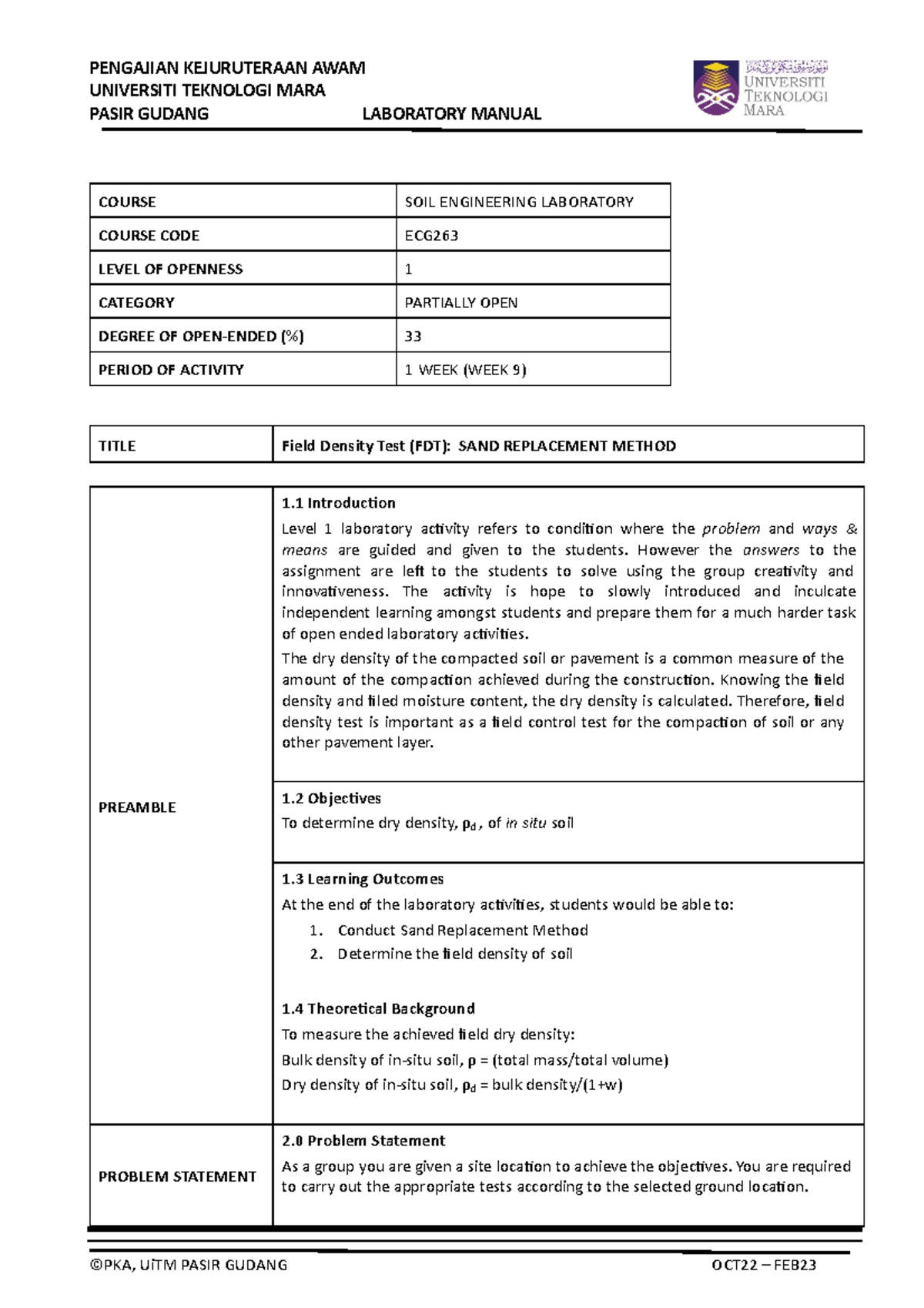 LAB 8 - SAND Replacement Method (Level 1) - PENGAJIAN KEJURUTERAAN AWAM ...