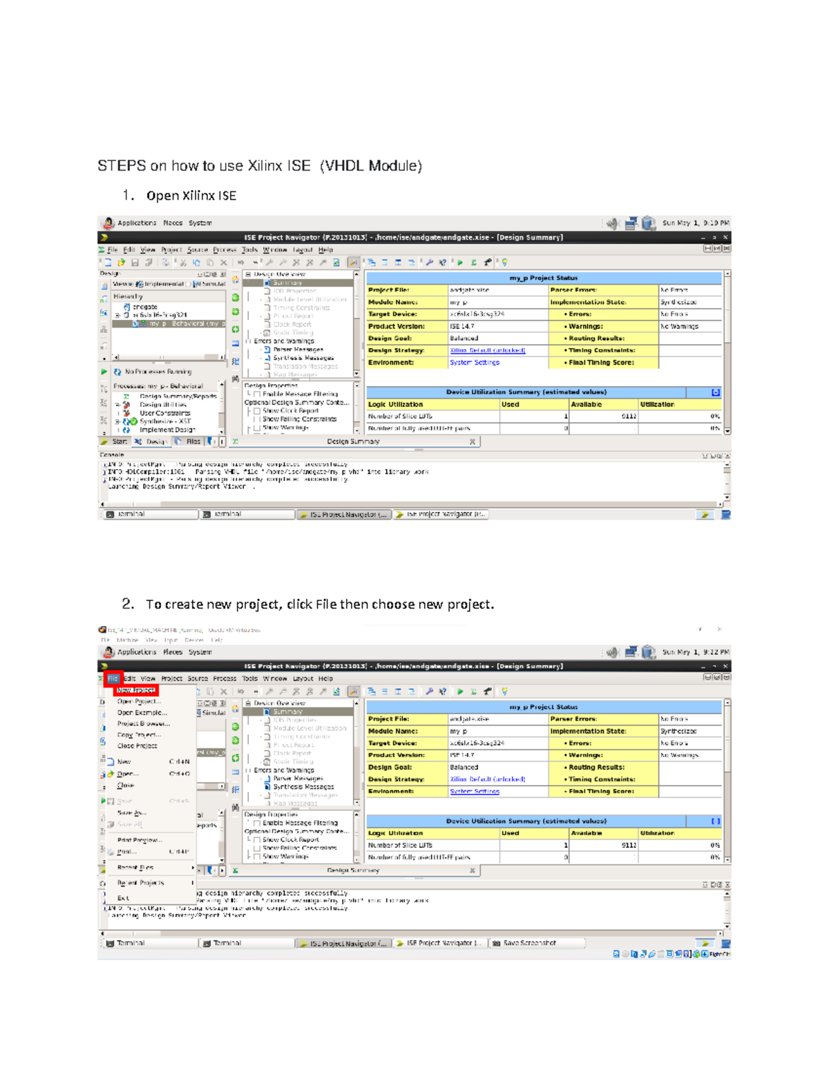 Manual Xilinx electronics engineering management STEPS on how to use
