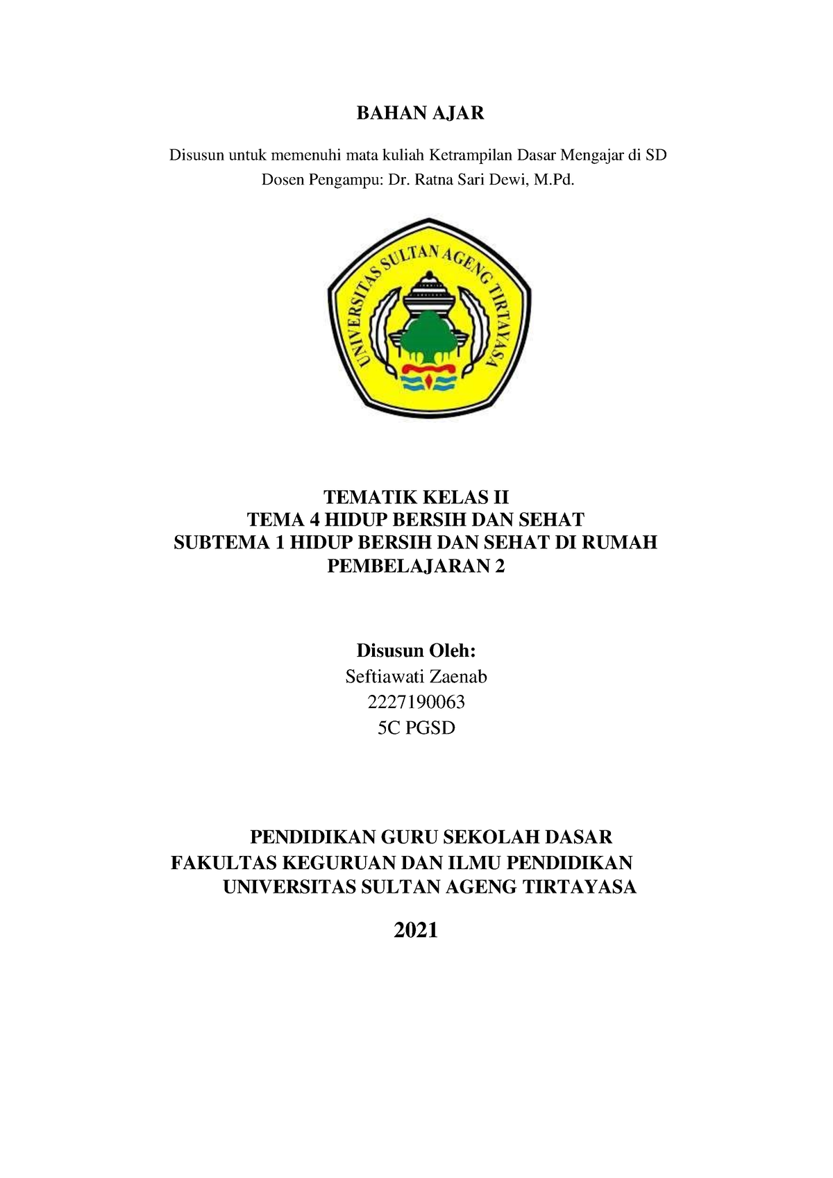 Bahan Ajar Kelas 2 Tema 4 Subtema 1 Pembelajaran 2 Bahan Ajar Disusun Untuk Memenuhi Mata 5341