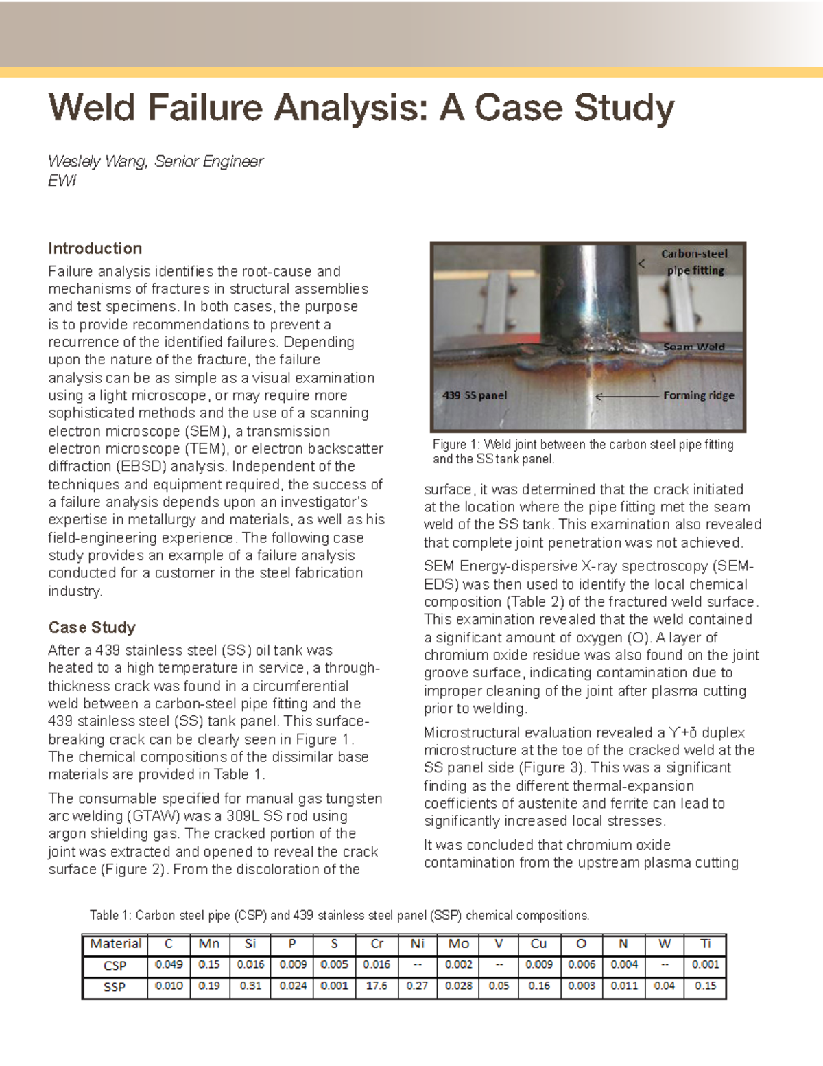 Weld Failure Analysis Wang - Weld Failure Analysis: A Case Study ...