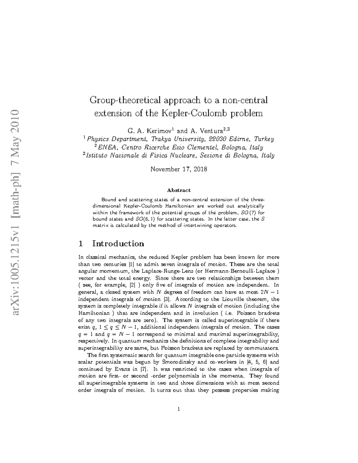 1005 - Cours - arXiv:1005 [math-ph] 7 May 2010 Group-theoretical ...