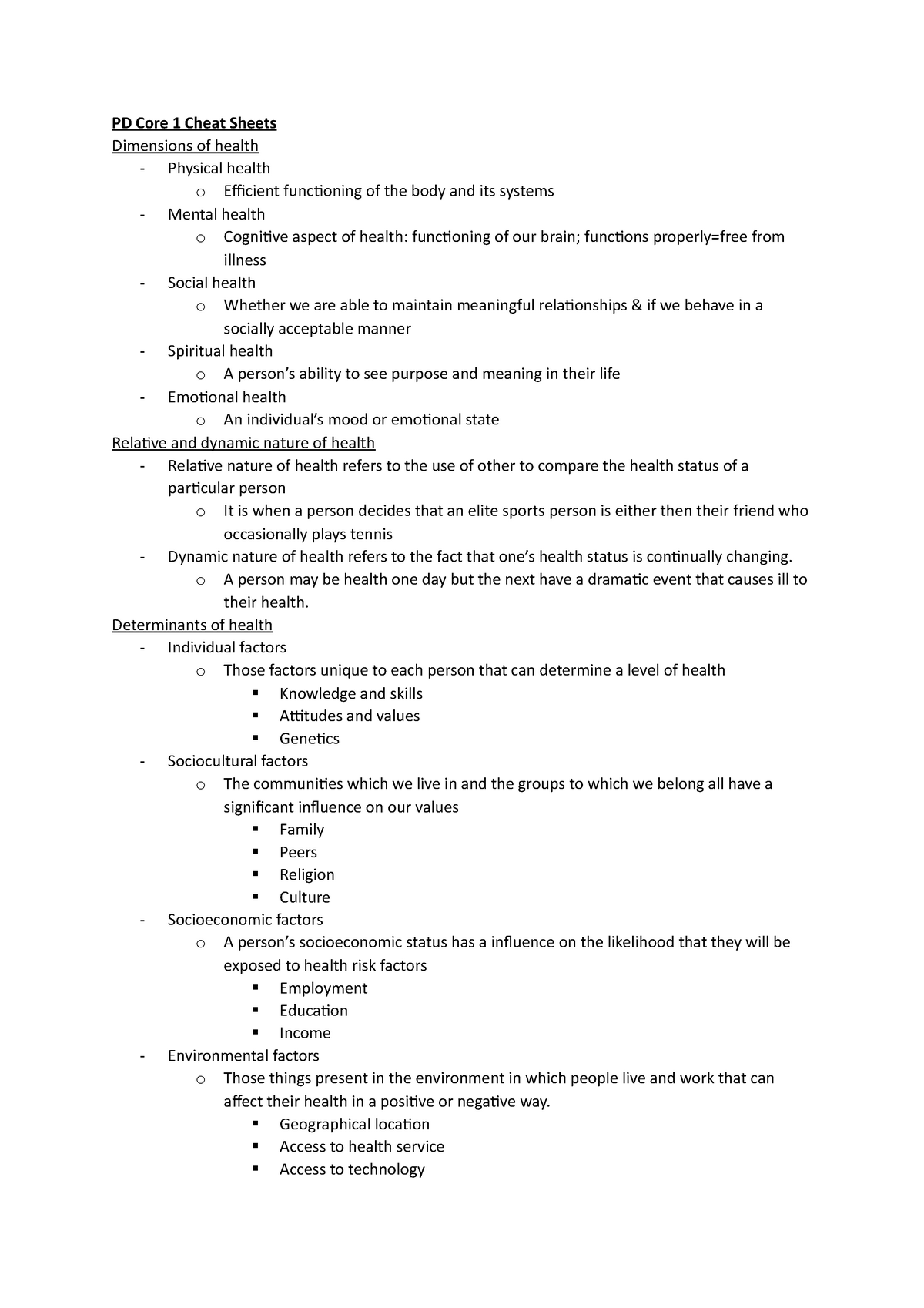 PD Core 1 Cheat Sheets - Studocu