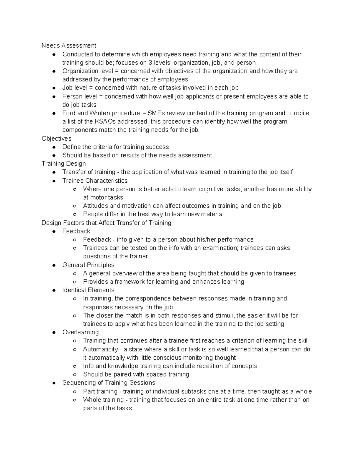 Chapter 7 Training - Needs Assessment Conducted to determine which ...