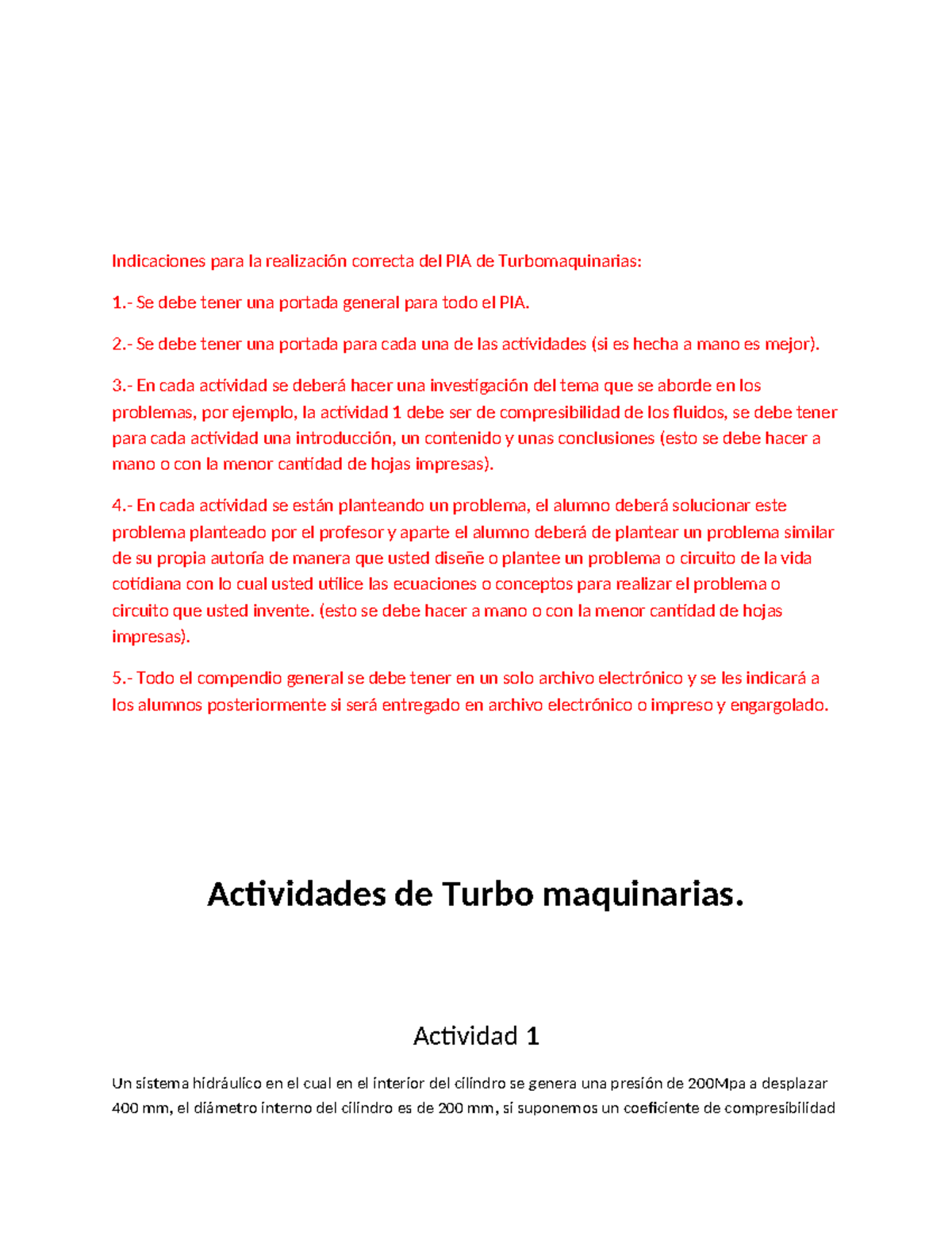 PIA De Turbomaquinarias RB - Indicaciones Para La Realización Correcta ...