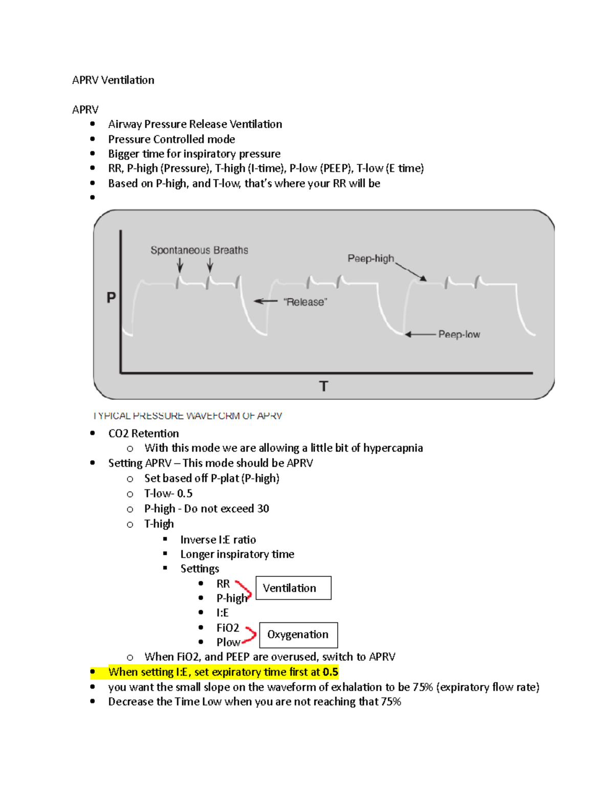 APRV Ventilation - APRV Ventilation APRV Airway Pressure Release ...