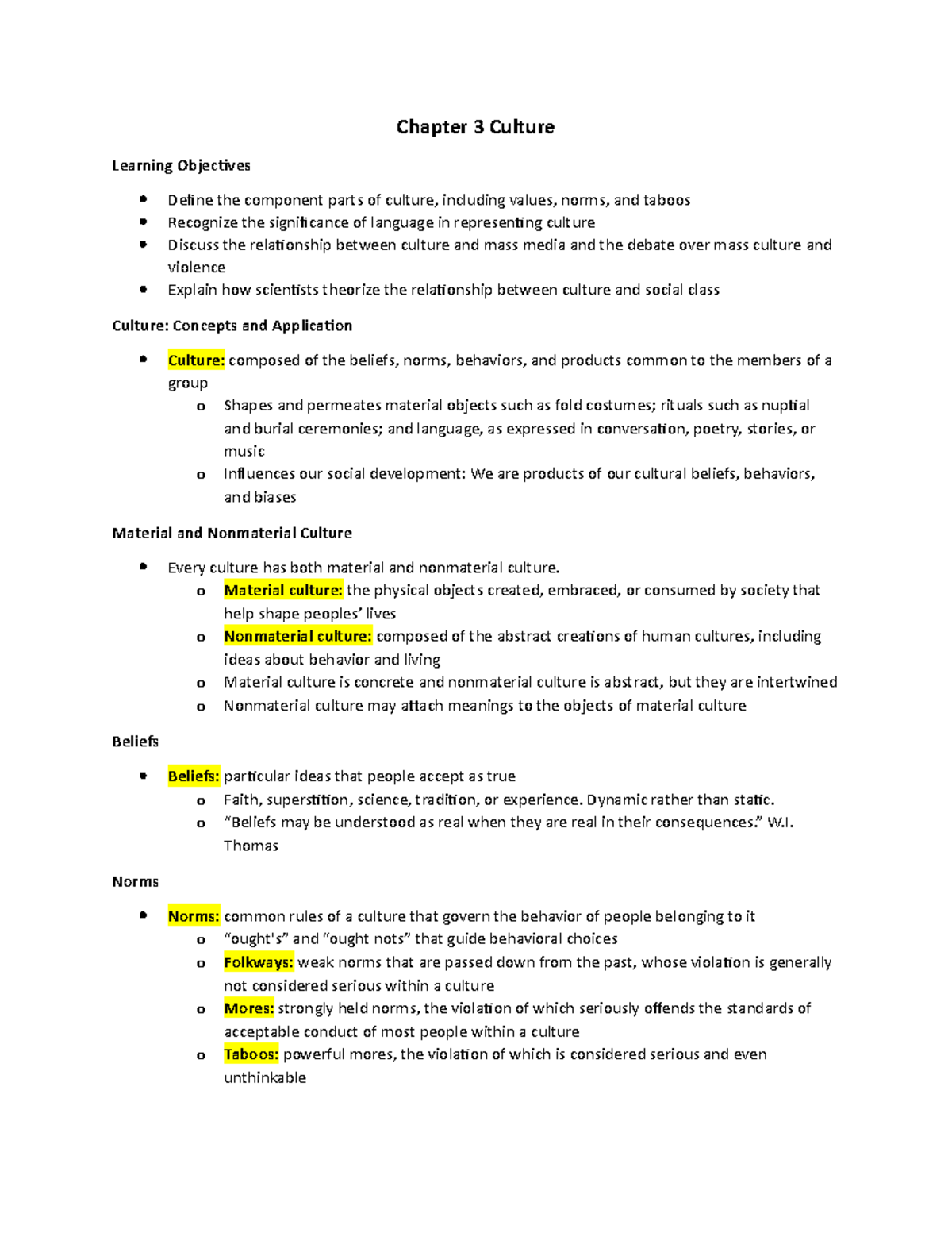 Sociology Chap 3 Notes - Culture And Mass Media - Chapter 3 Culture ...