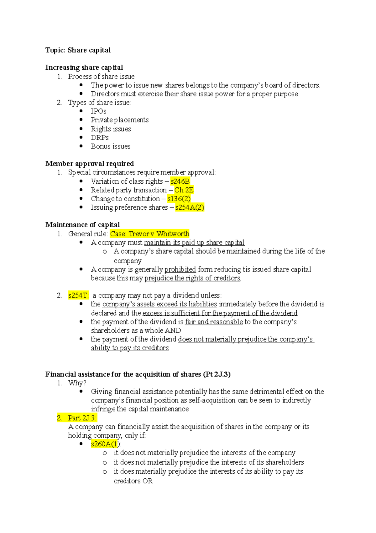 Summary of share capital - Topic: Share capital Increasing share ...