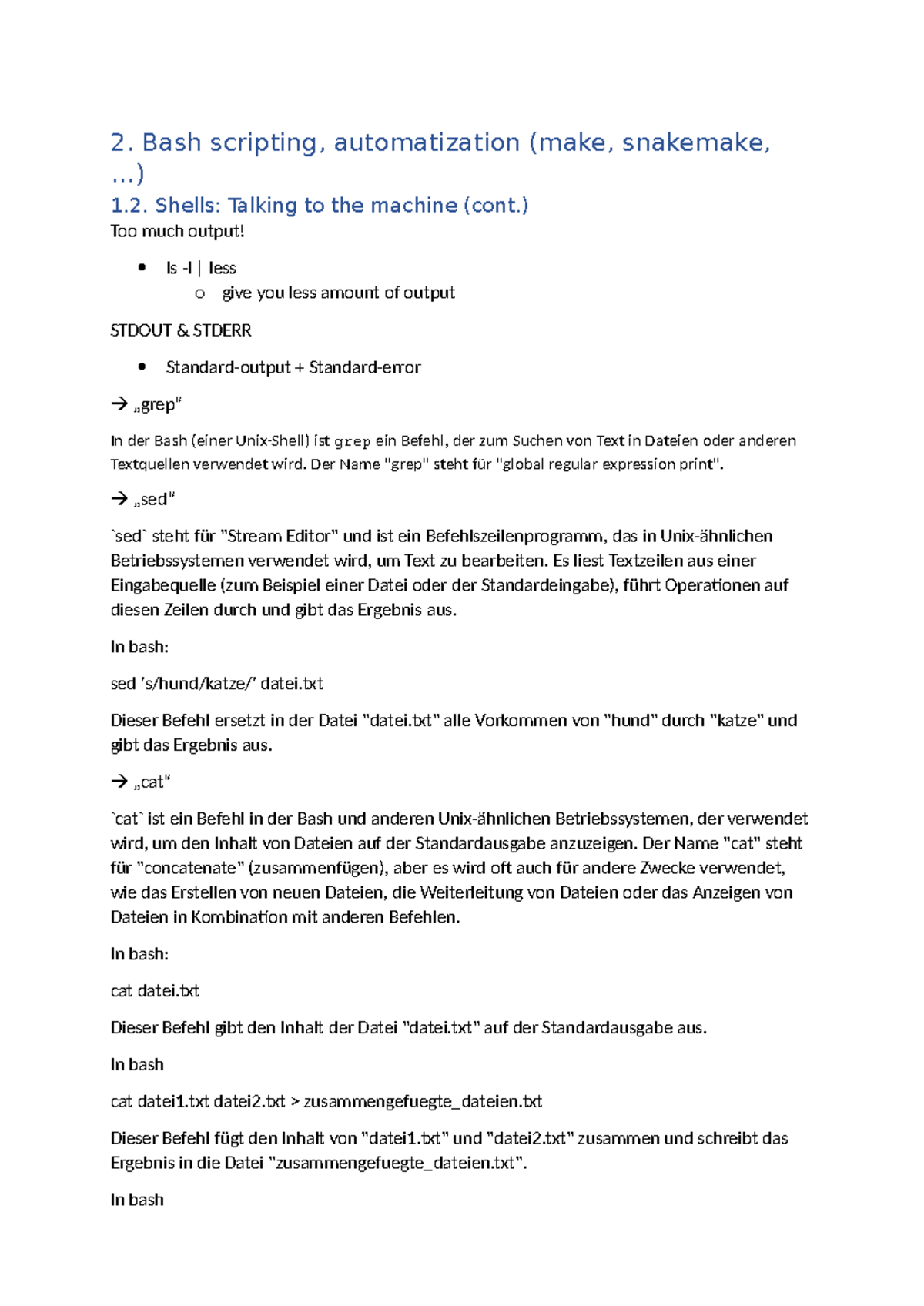 2. Bash - Zusammenfassung Advanced Bioinformatics - 2. Bash scripting ...