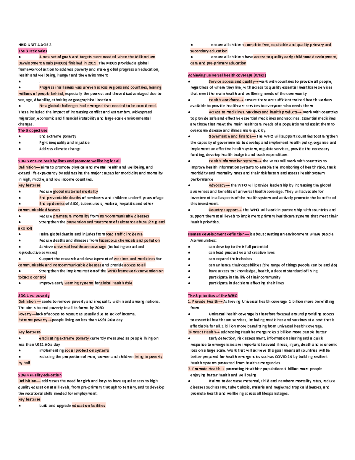 HHD UNIT4 AOS 2 P1 - notes - HHD UNIT 4 AOS 2 The 3 rationales A new ...