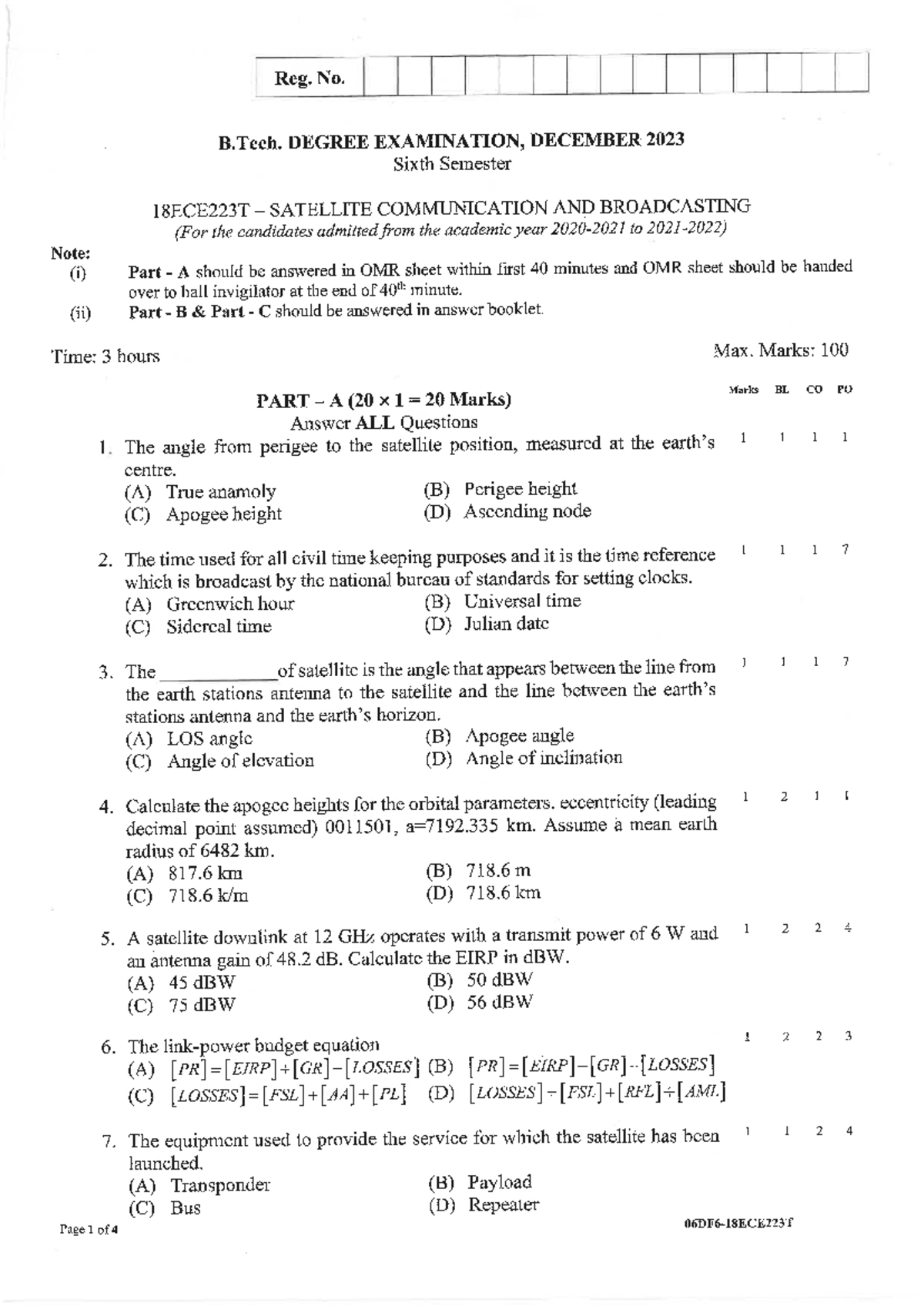 18ECE223T 08.01.2024 FN - Note: (i) (ii) Time: 3 hours Page 1 of 4 Reg ...