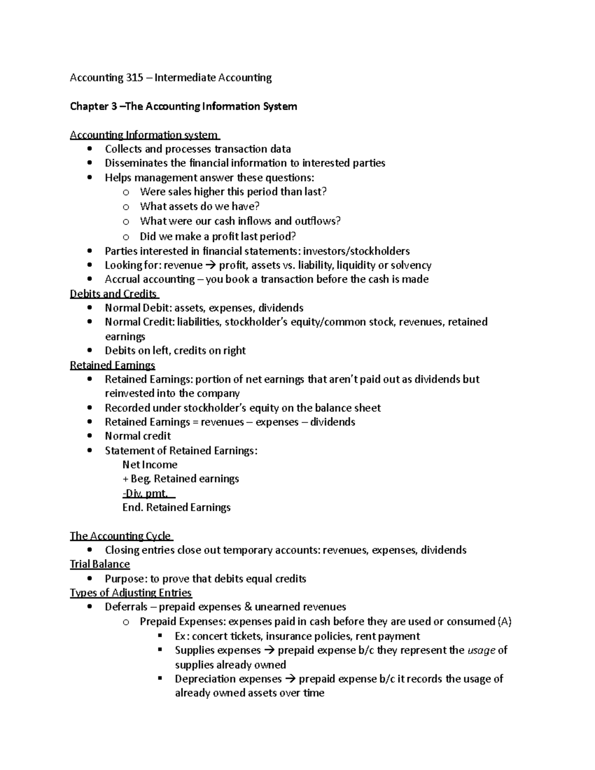 Accounting 315 – Intermediate Accounting - Accounting 315 Intermediate ...