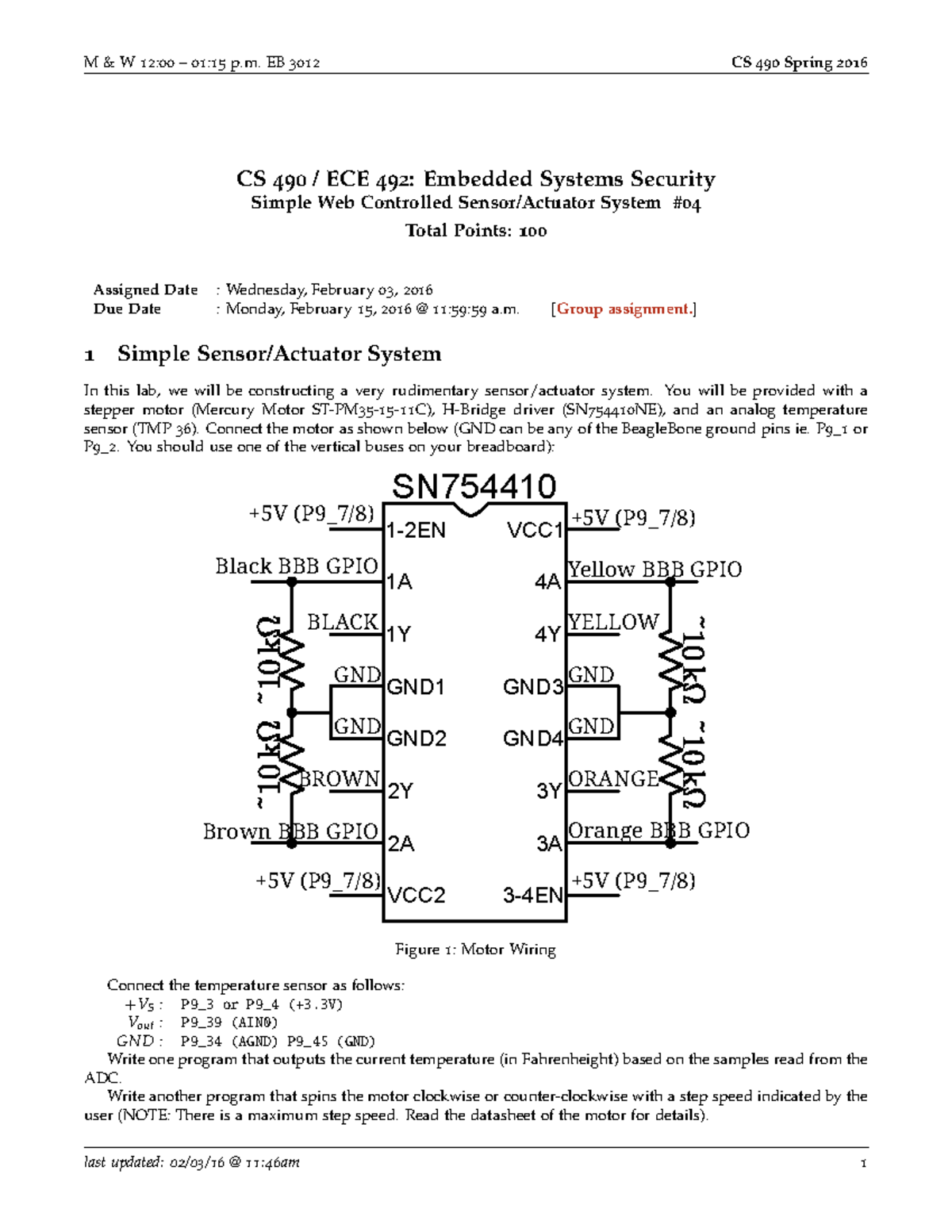 Lab4 - Lab - M & W 12 : 00 – 01 : 15 p. EB 3012 CS 490 Spring 2016 CS ...