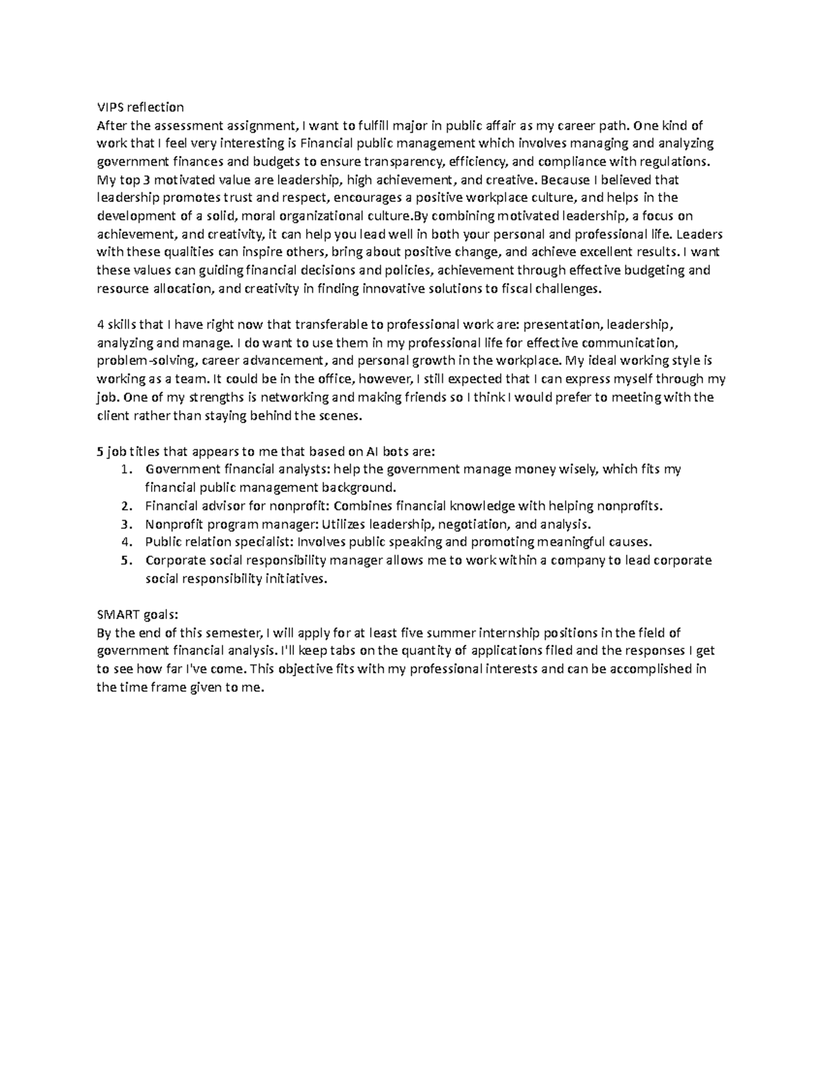 Vips - note - VIPS reflection After the assessment assignment, I want ...