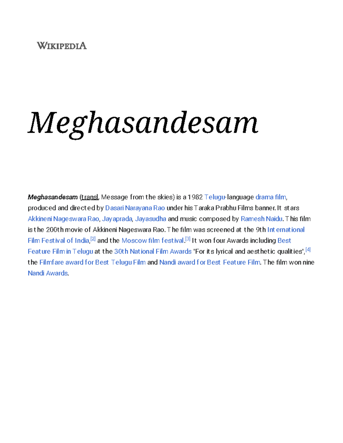 Meghasandesam - Wikipedia - Sear Meghasandesam Meghasandesam (t ransl ...