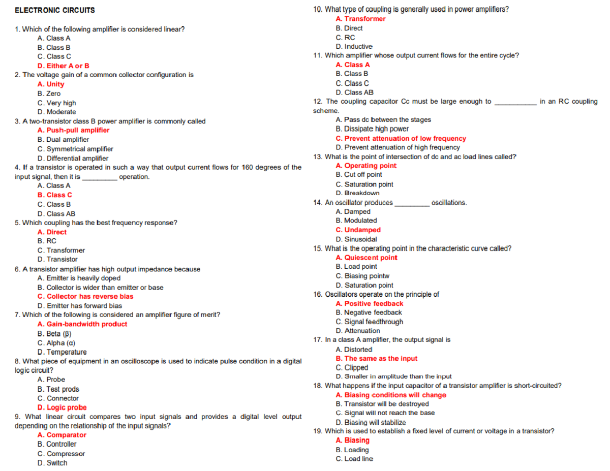 Electronic Circuits Solutions Bachelor Of Science In Electrical