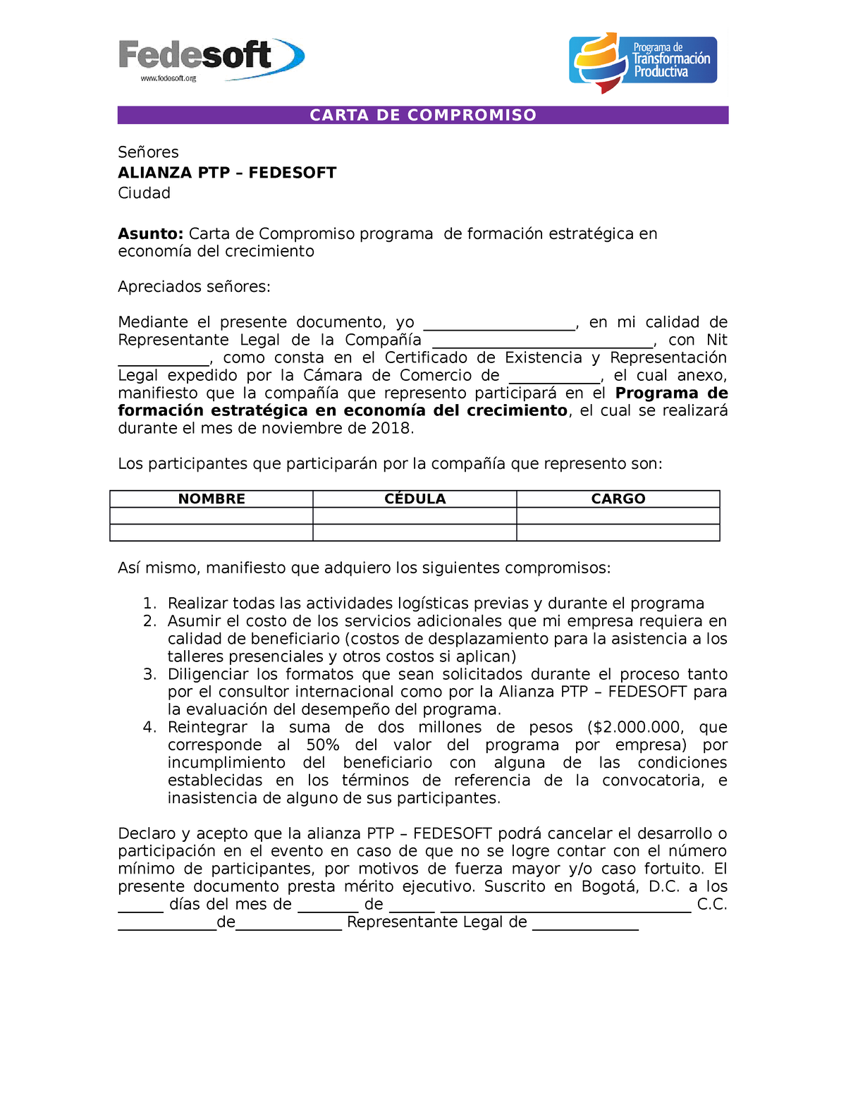 Carta De Compromiso Formato Carta De Compromiso Para Revisor Fiscal Carta De Compromiso 6750