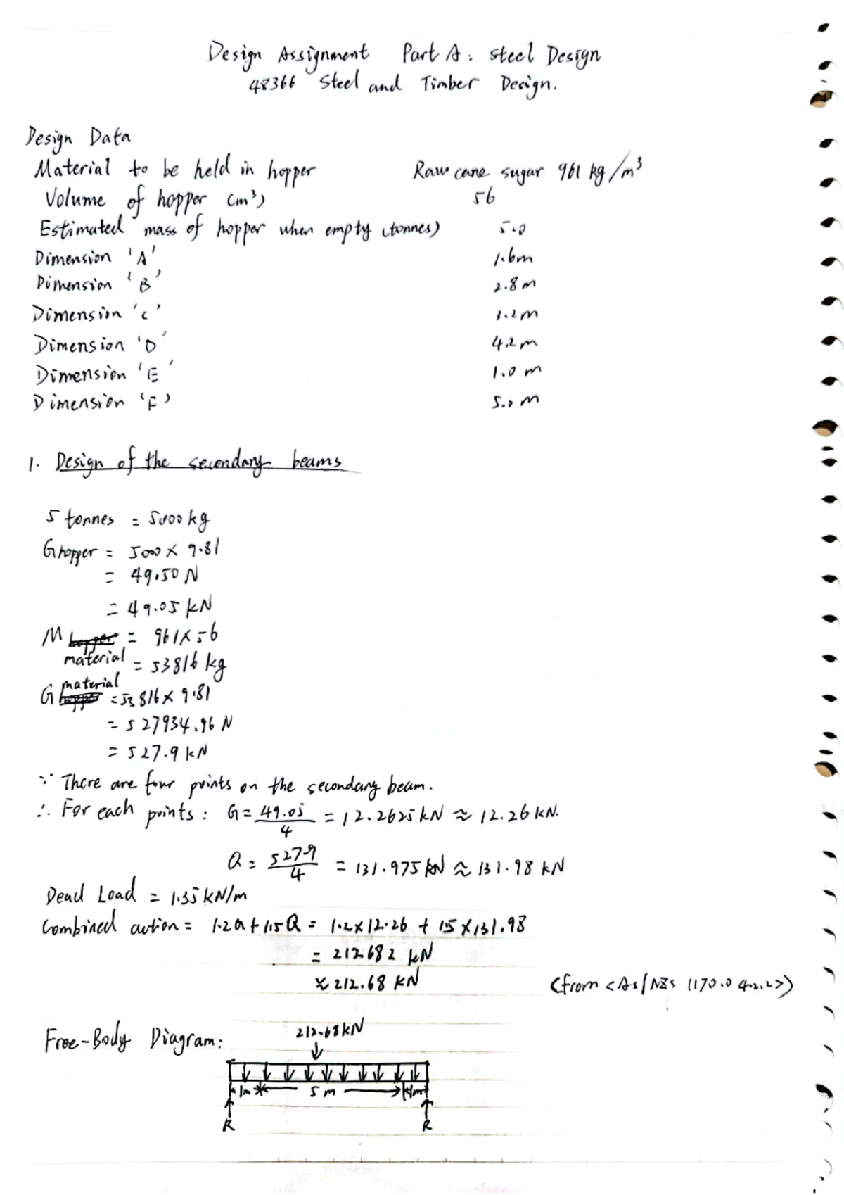 Design Assessment Part A Steel Design Tinghua Shang 14286621 - Design ...