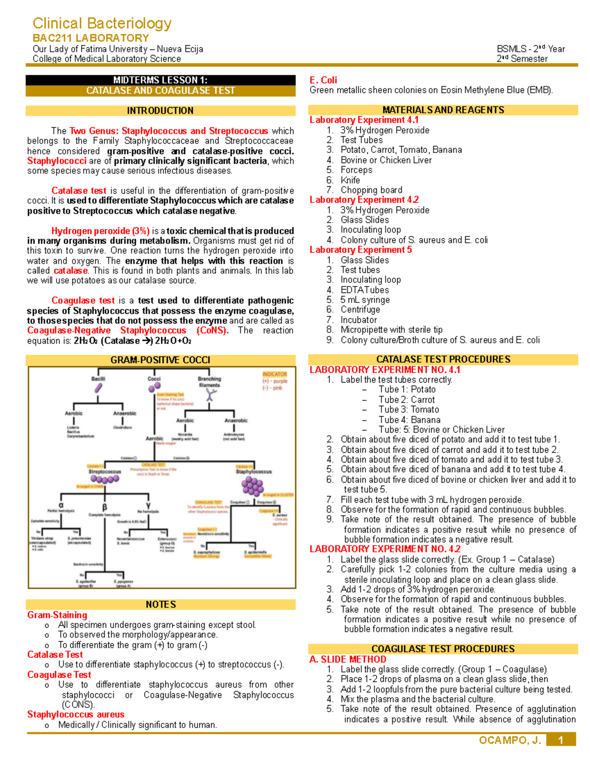 Bacte Midlab - Clinical Bacteriology BAC211 LABORATORY Our Lady of ...