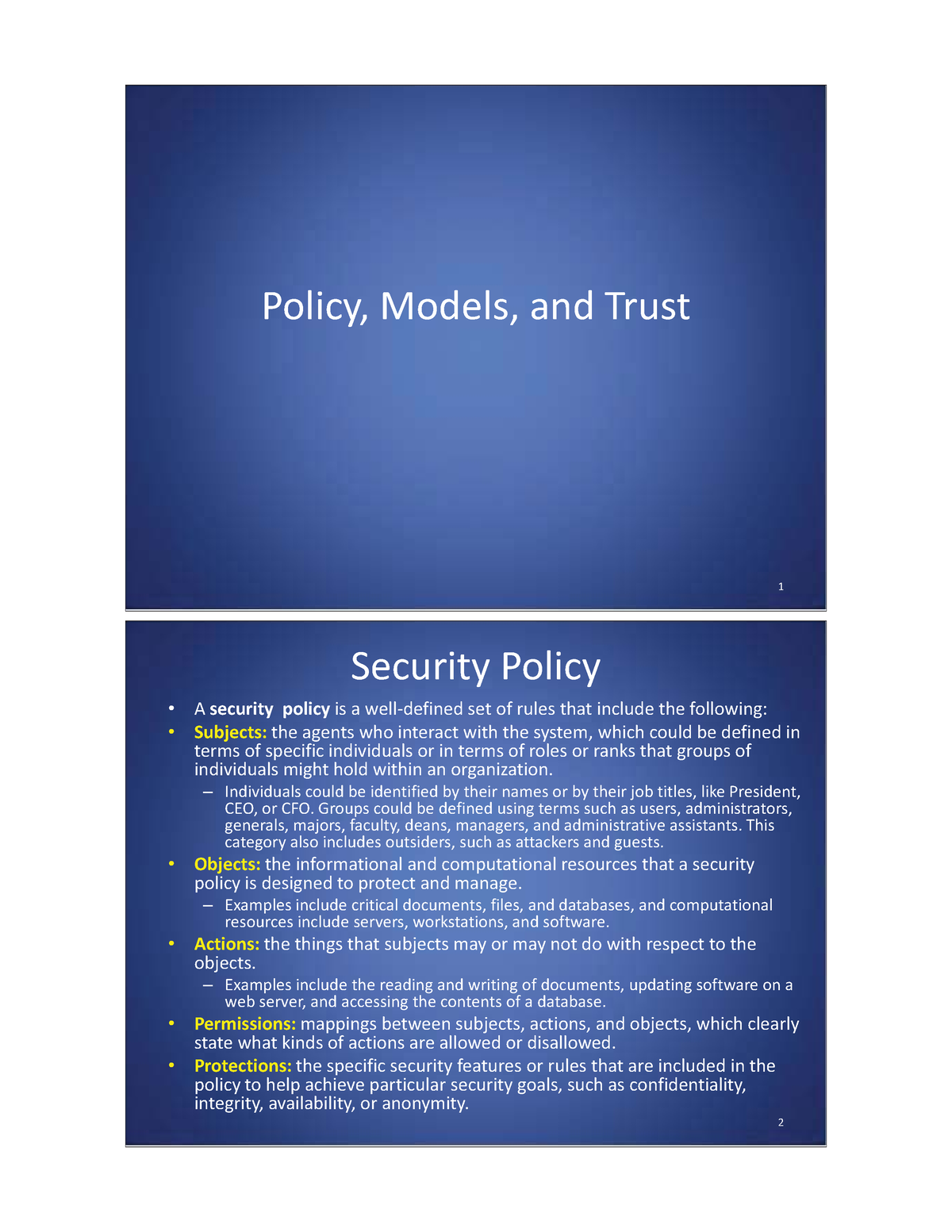 security-models-policy-models-and-trust-1-security-policy-a