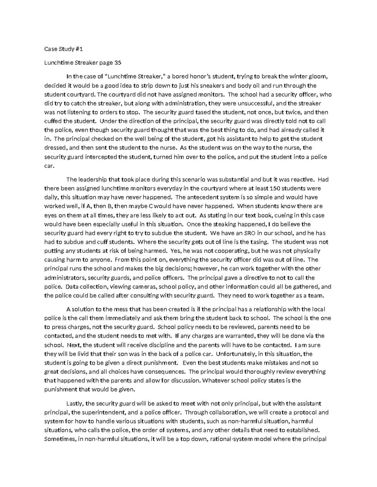 Case Study #1 Module #1 - Case Study # Lunchtime Streaker page 35 In ...