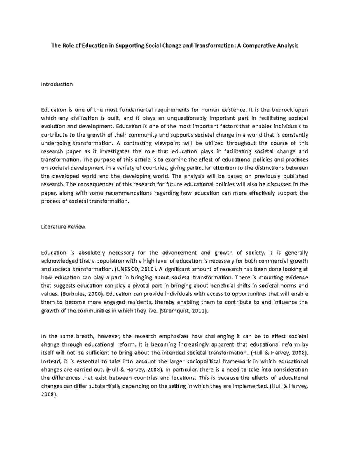 The Role of Education in Supporting Social Change and Transformation ...