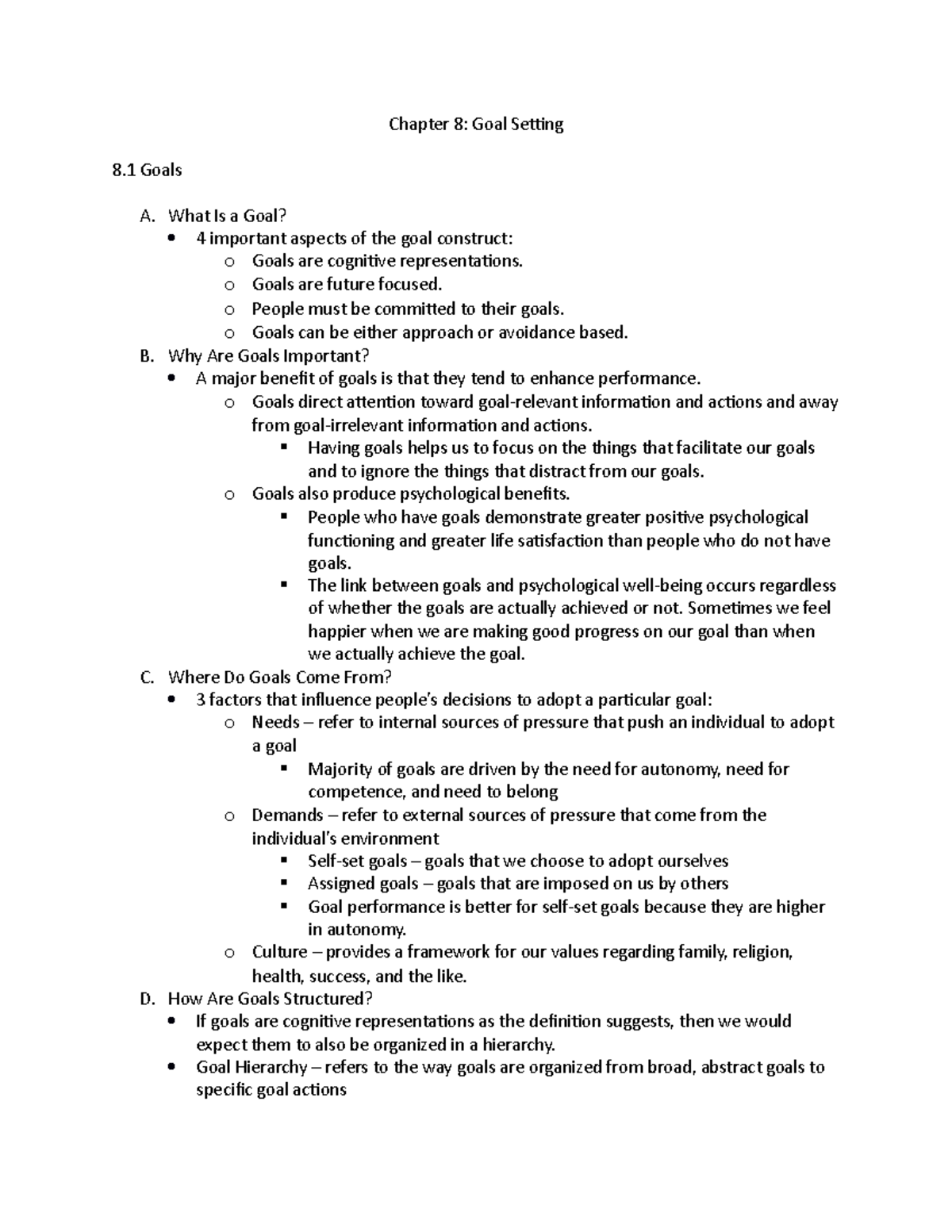 Chapter 8 Notes - Motivation Science - PSY 3353 - Mississippi State ...