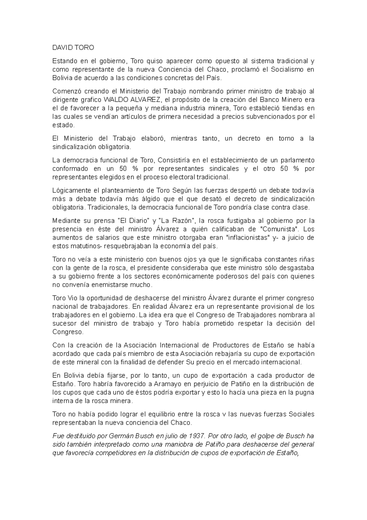 David TORO - DAVID TORO Estando en el gobierno, Toro quiso aparecer ...