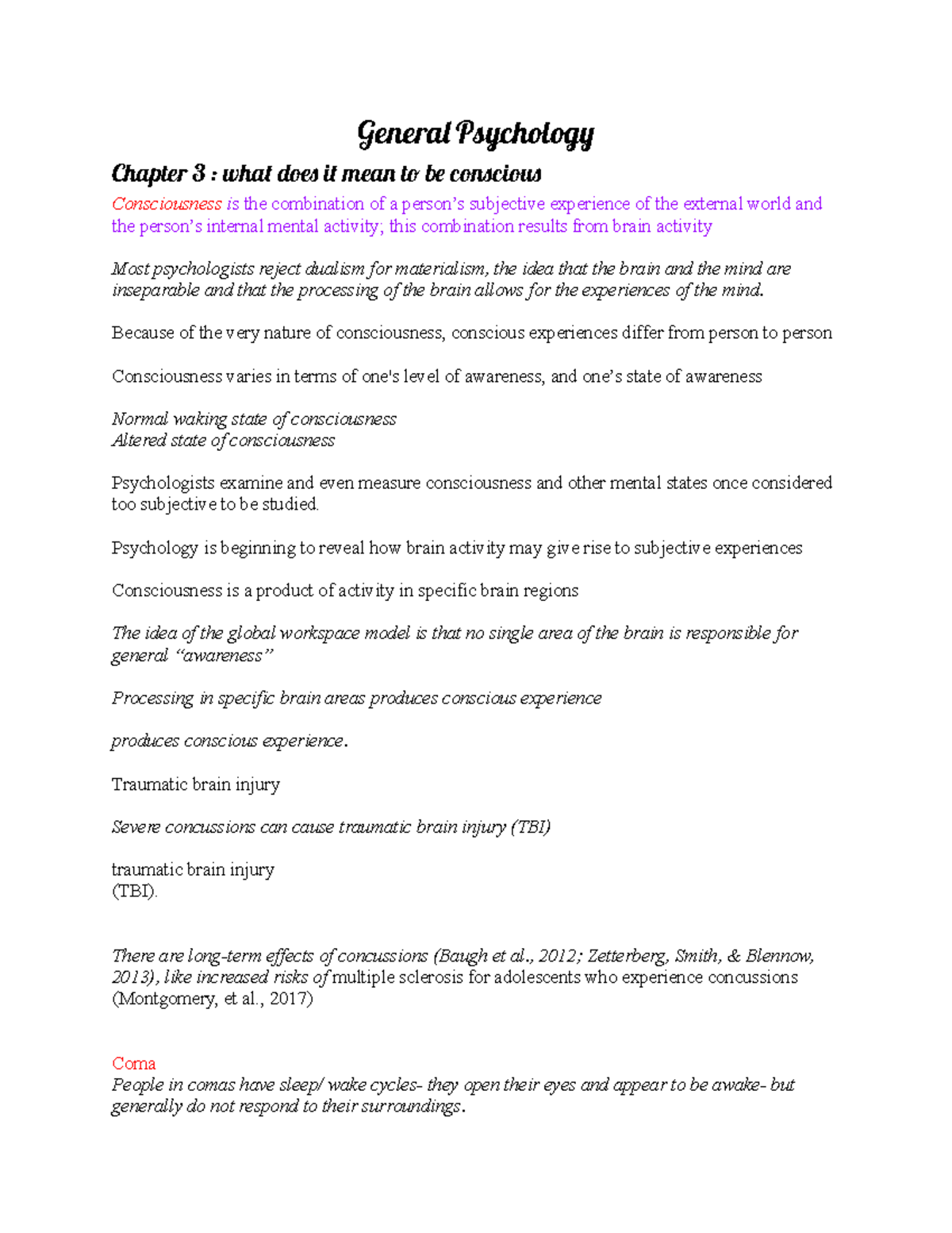 General Psychology chapter 3 - Genera Psycholog Chapter 3 : wha doe i ...
