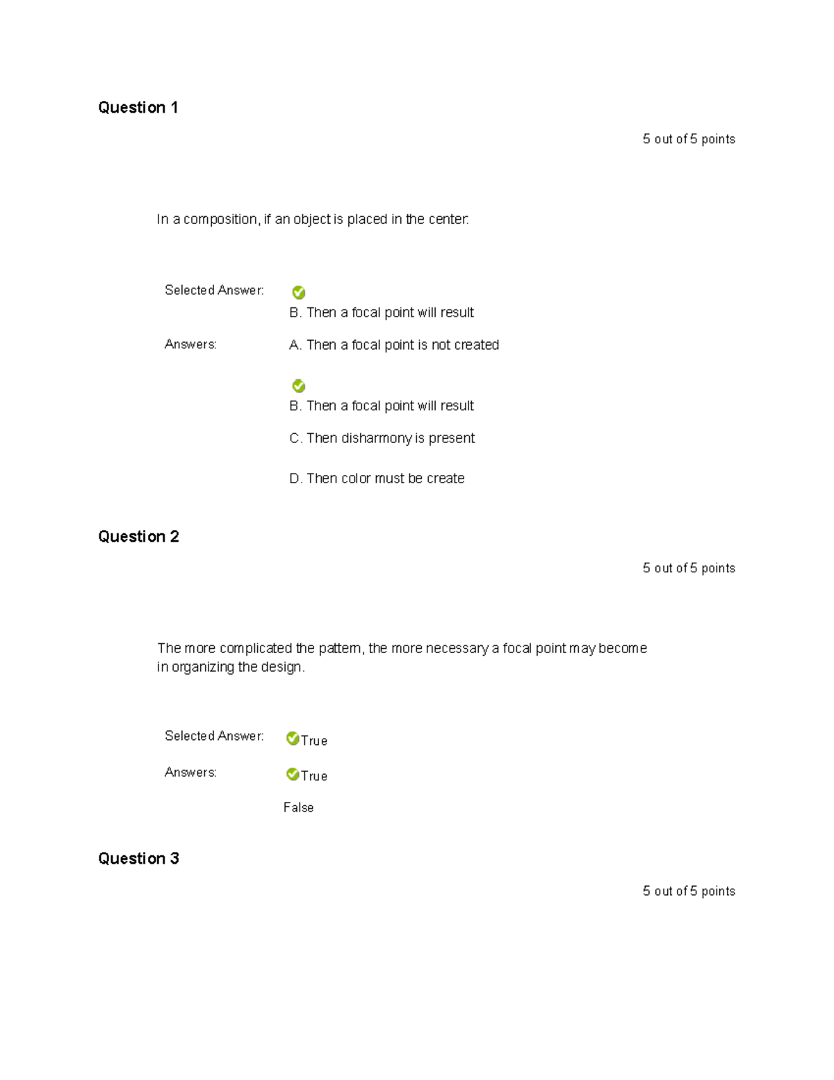 Design Chapter 3 Emphasis and Focal Point Quiz - Question 1 5 out of 5 ...