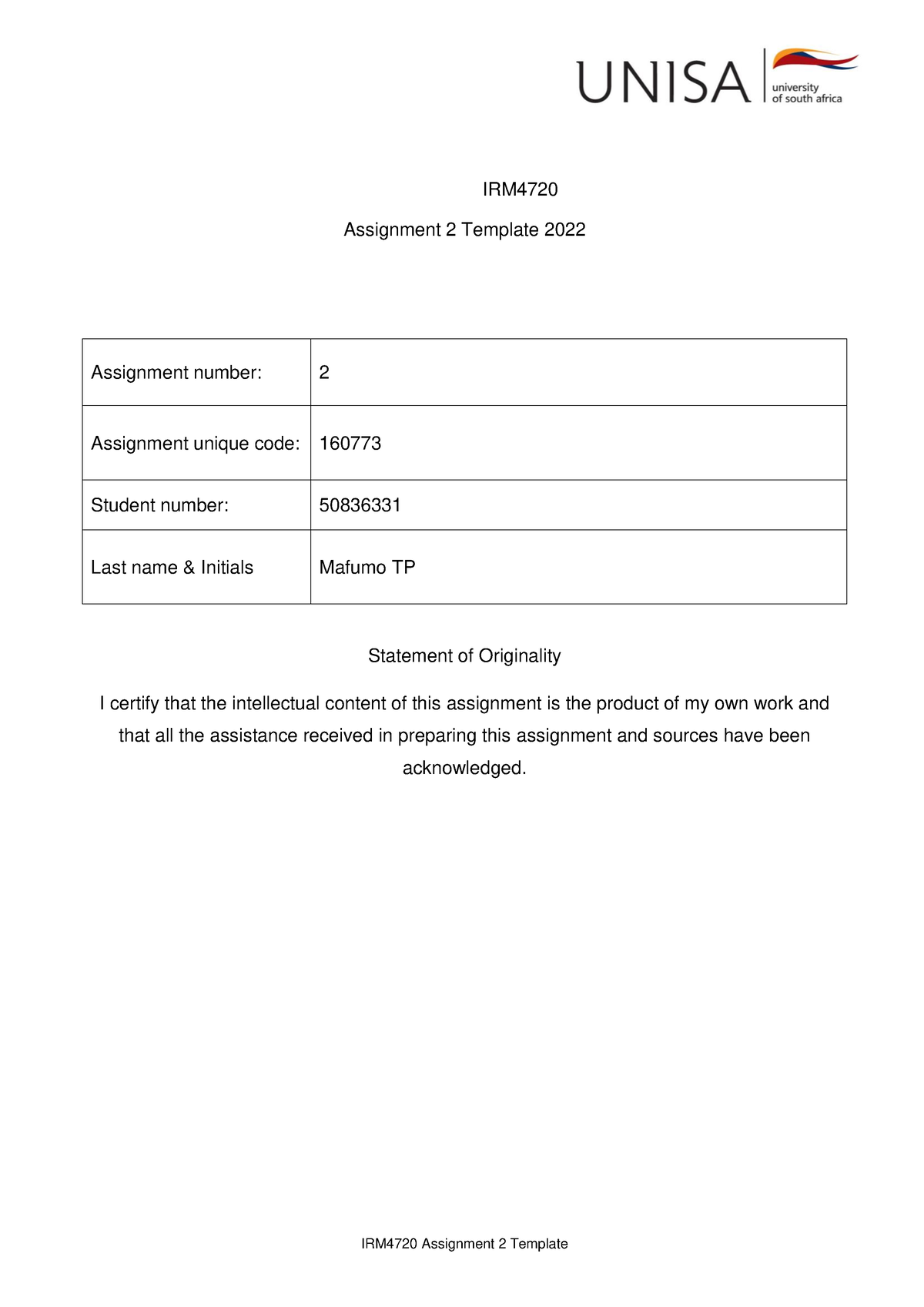 IRM4720 Assignment 2 - SECTION A: WORKPLACE CASE STUDY [25 MARKS ...