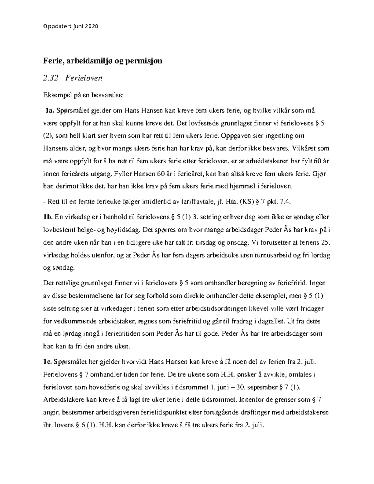 9788202434991-2.32-2.39 Ferie, arbeidsmiljø og permisjon - Ferie ...