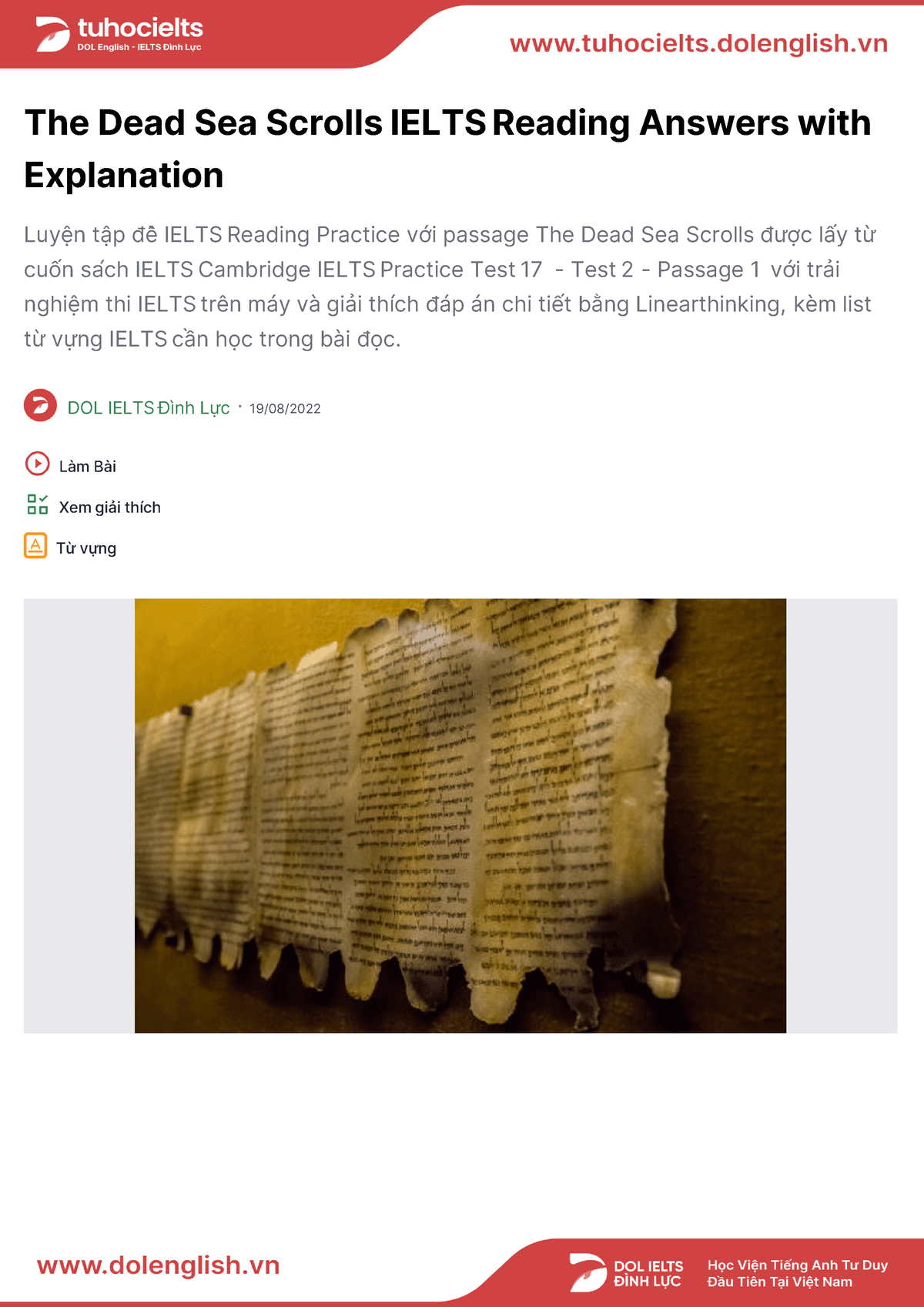 The Dead Sea Scrolls The Exercise Of English Studocu