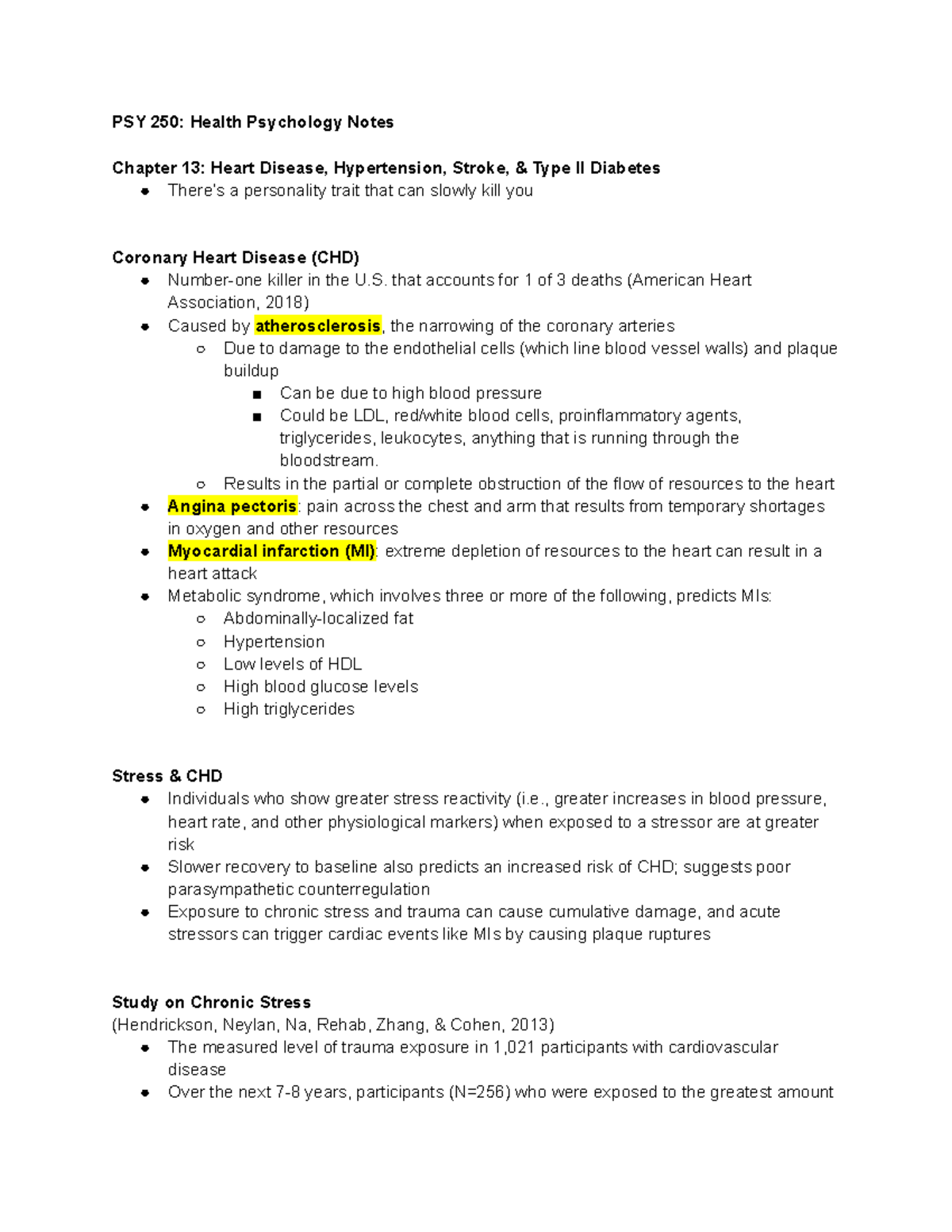 PSY 250 Health Psychology Notes - Chapter 13 - PSY 250 - Studocu