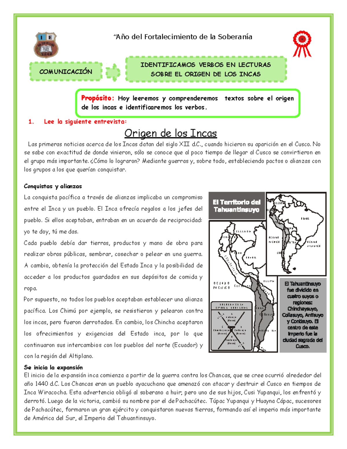 ACT- Lunes- Identificamos Verbos EN Lecturas Sobre EL Origen DE LOS
