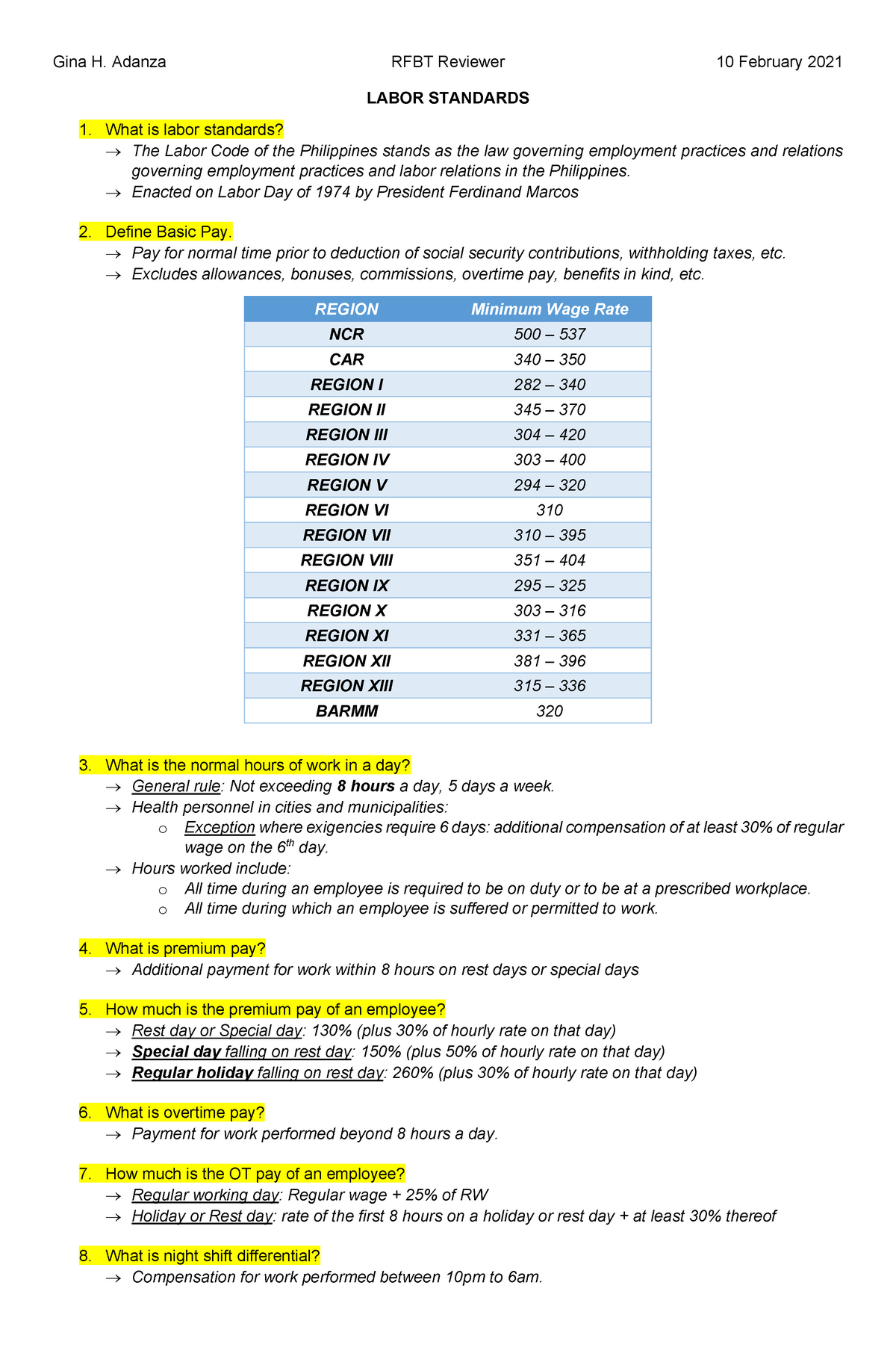 Module 7 Labor Standards ACA Adanza GH LABOR STANDARDS What Is 