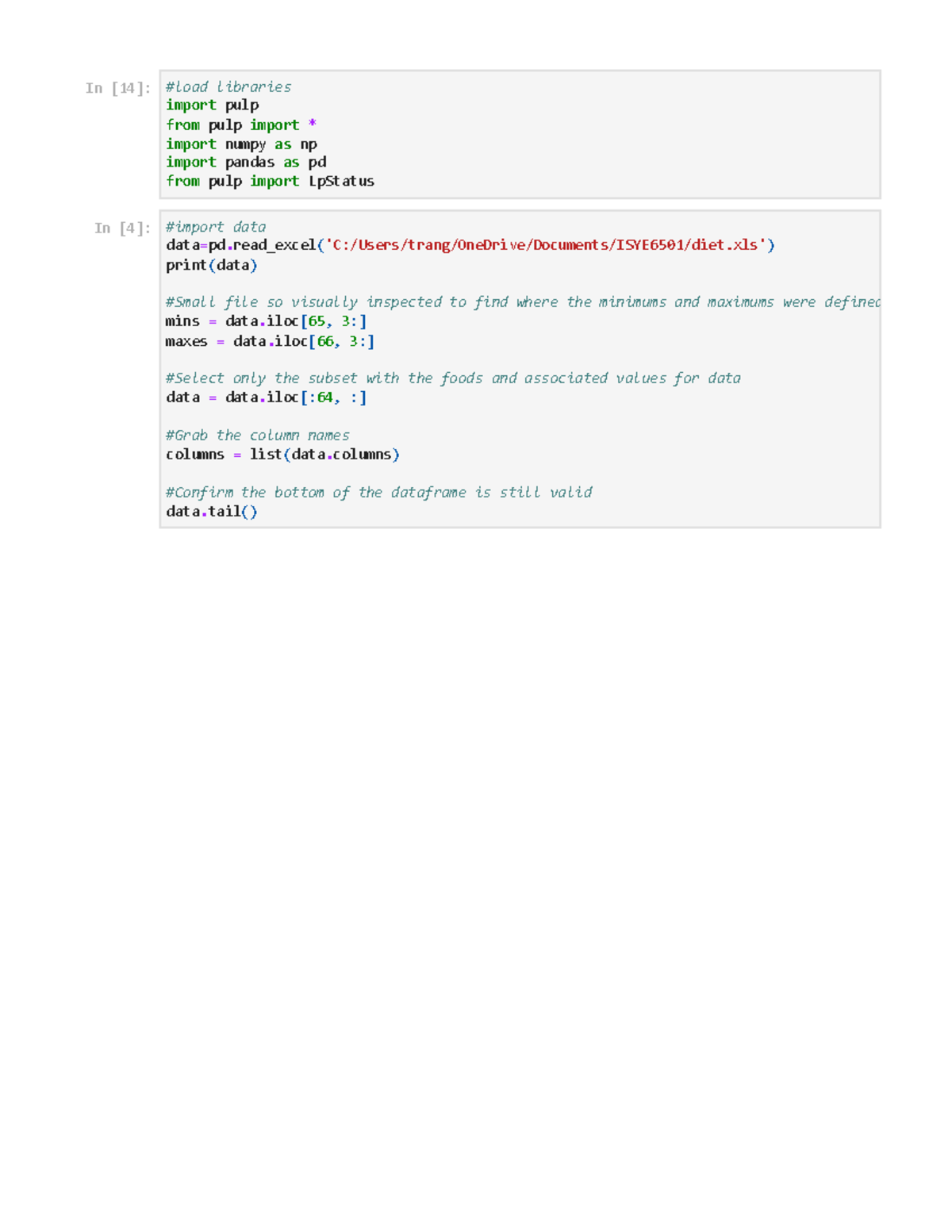 HW11 - In [14]: #load libraries import pulp from import pulp numpy ...