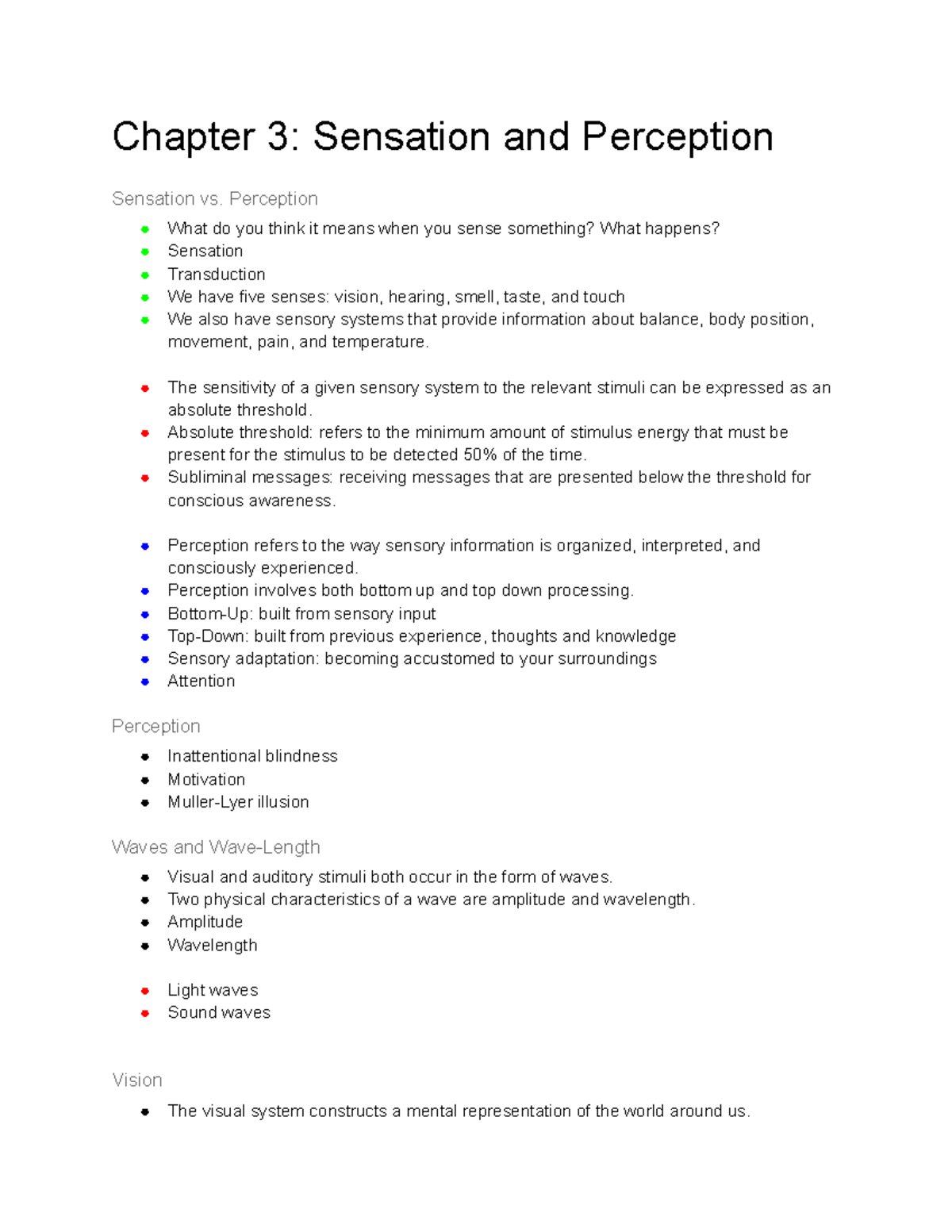 Chapter 3 Sensation And Perception - Chapter 3: Sensation And ...