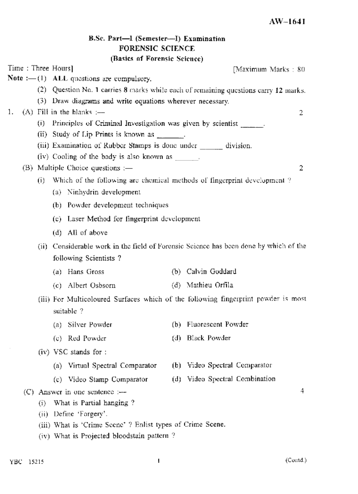 Sample qp BFS101-1 - ####### AW-I64 t B. Part-I (Sehester-I ...