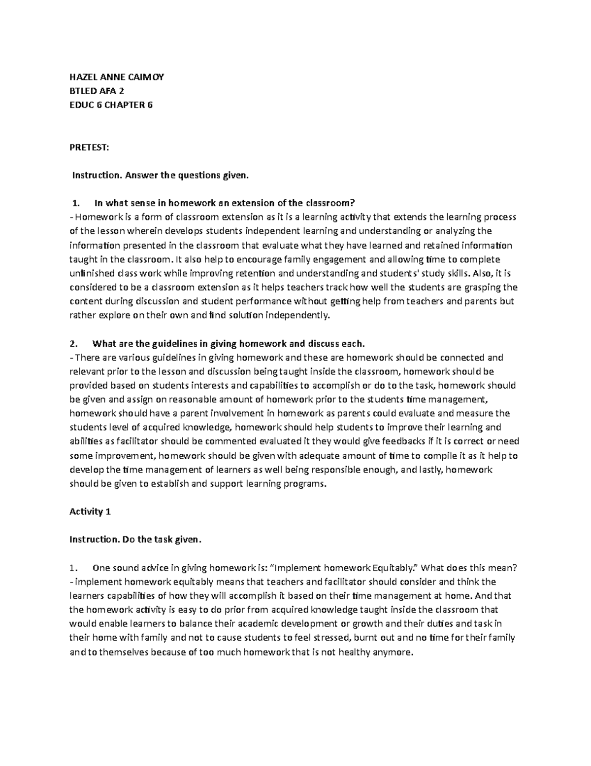 EDUC 6 CHAPTER 6 - HAZEL ANNE CAIMOY BTLED AFA 2 EDUC 6 CHAPTER 6 ...