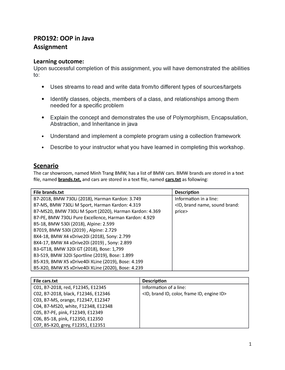 Assignment 1 - Lecture notes 15 - PRO192: OOP in Java Assignment ...