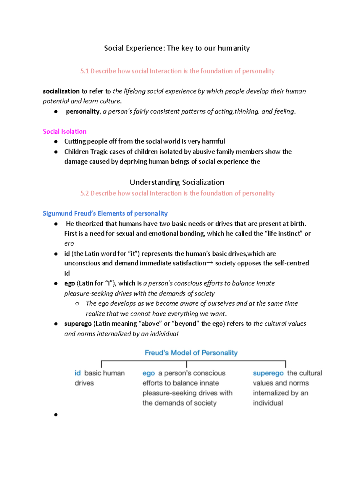 Chapter 5 Socialization - Social Experience: The key to our humanity 5 ...