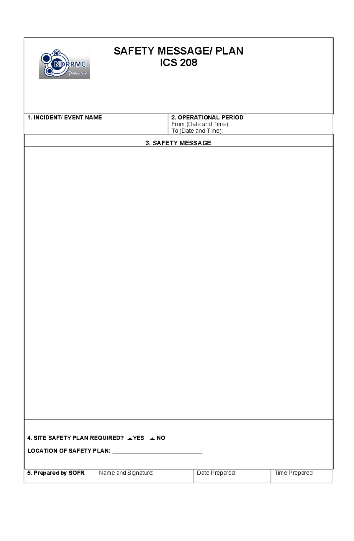 ICS-208 - ICS Form 208 - bachelor of secondary education - SAFETY ...
