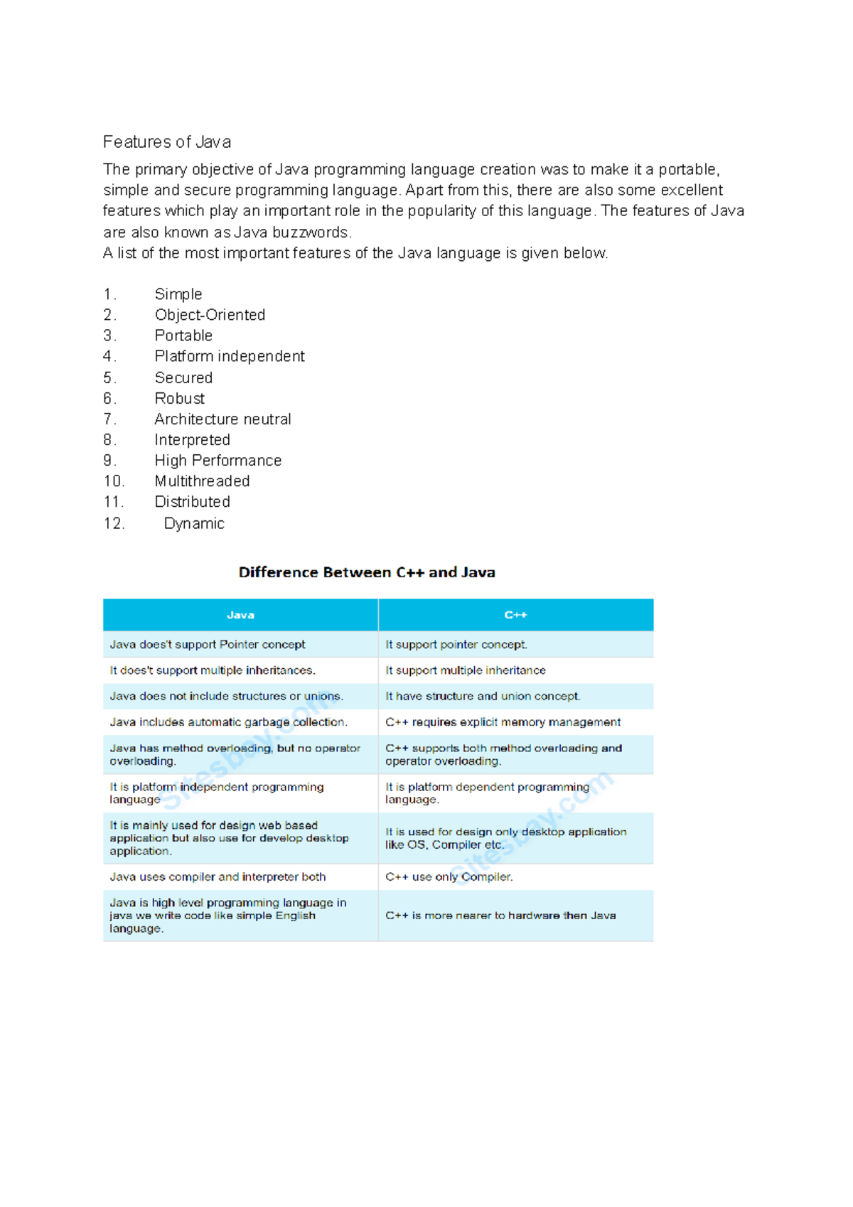 Java notes - Features of Java The primary objective of Java programming ...