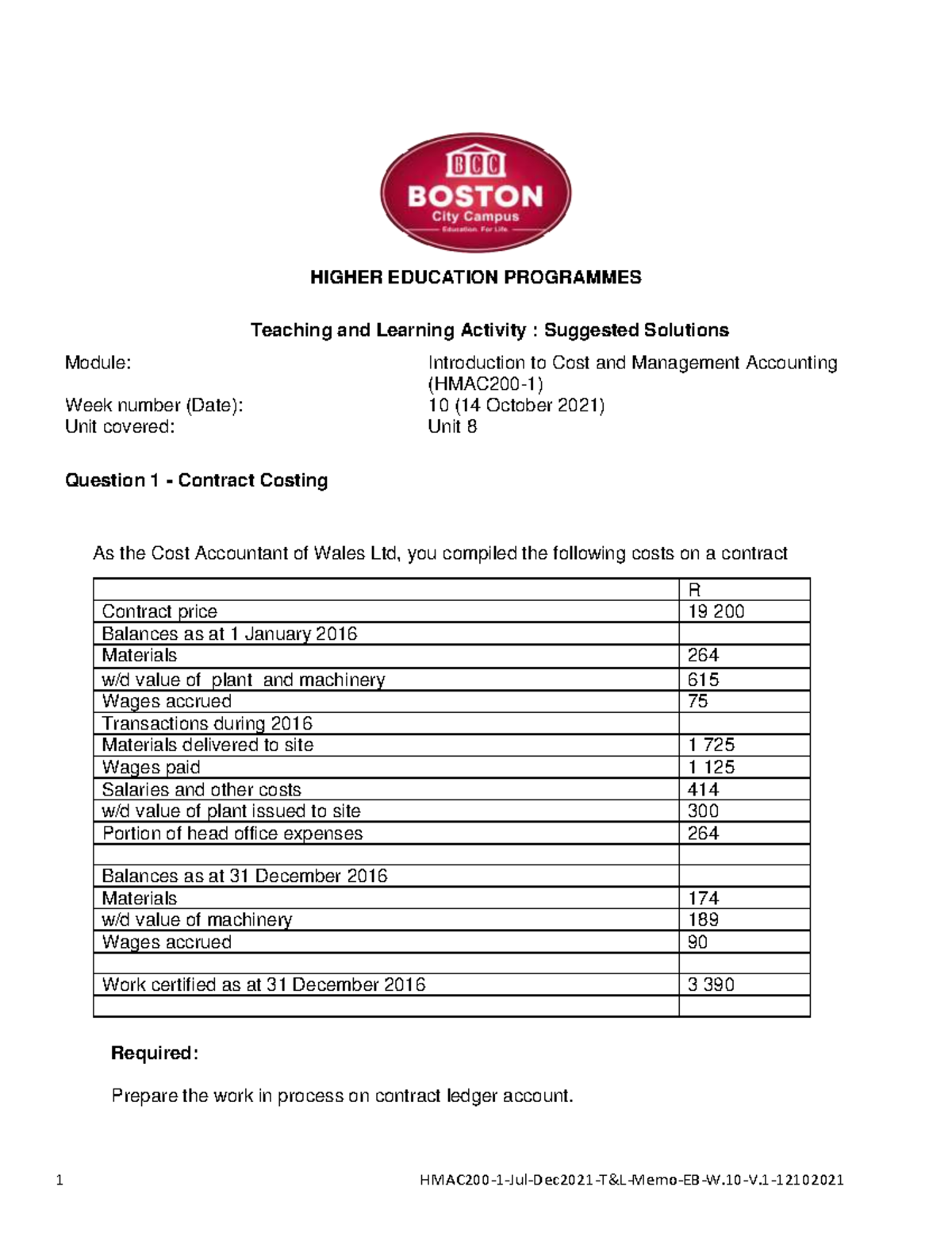 Act 10 SOL - Weekly activity - HIGHER EDUCATION PROGRAMMES Module ...