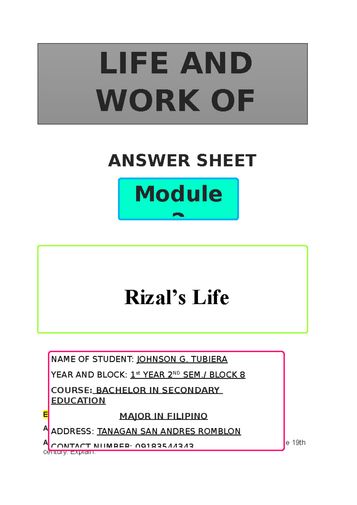 assignment 2 answer