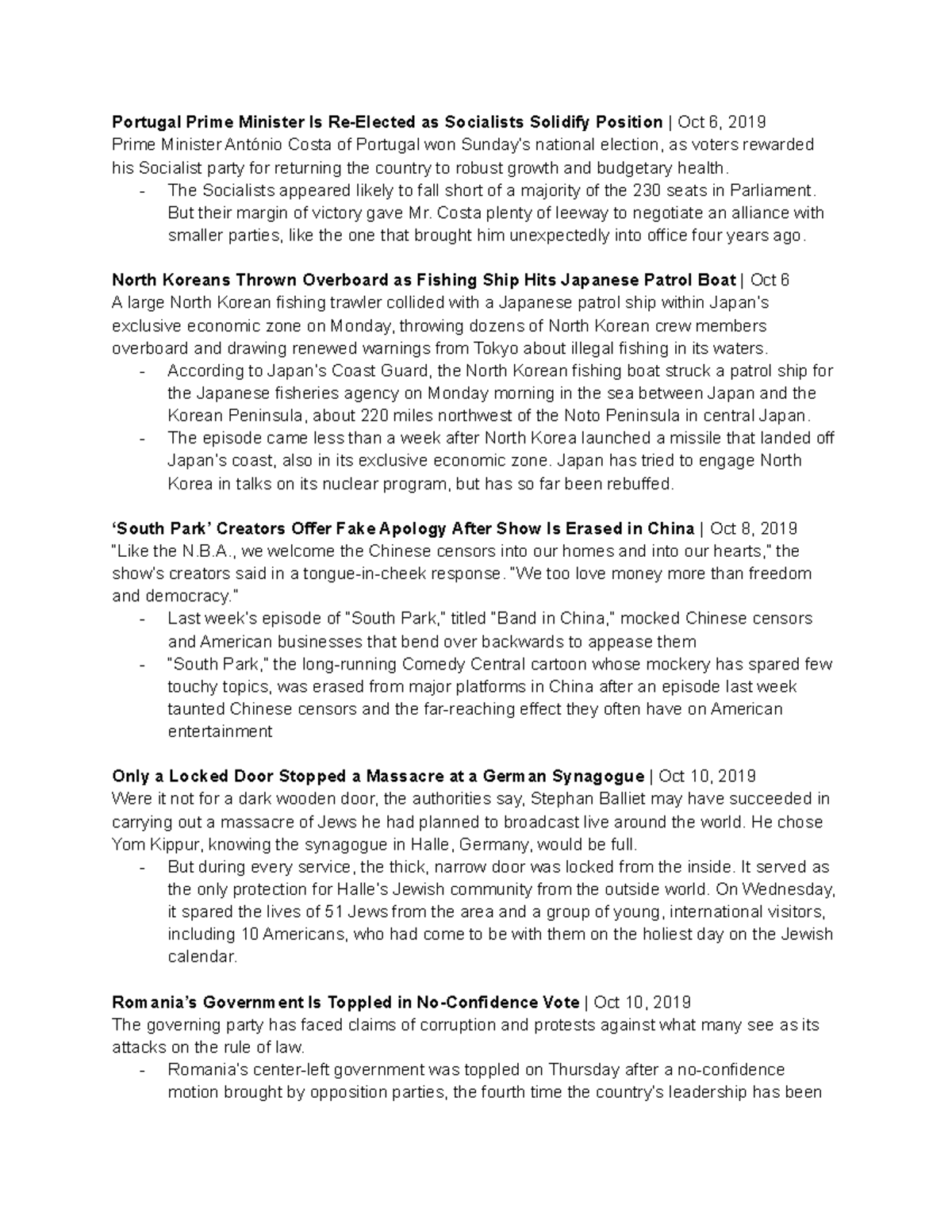 IR Current Events Portugal Prime Minister Is ReElected as Socialists