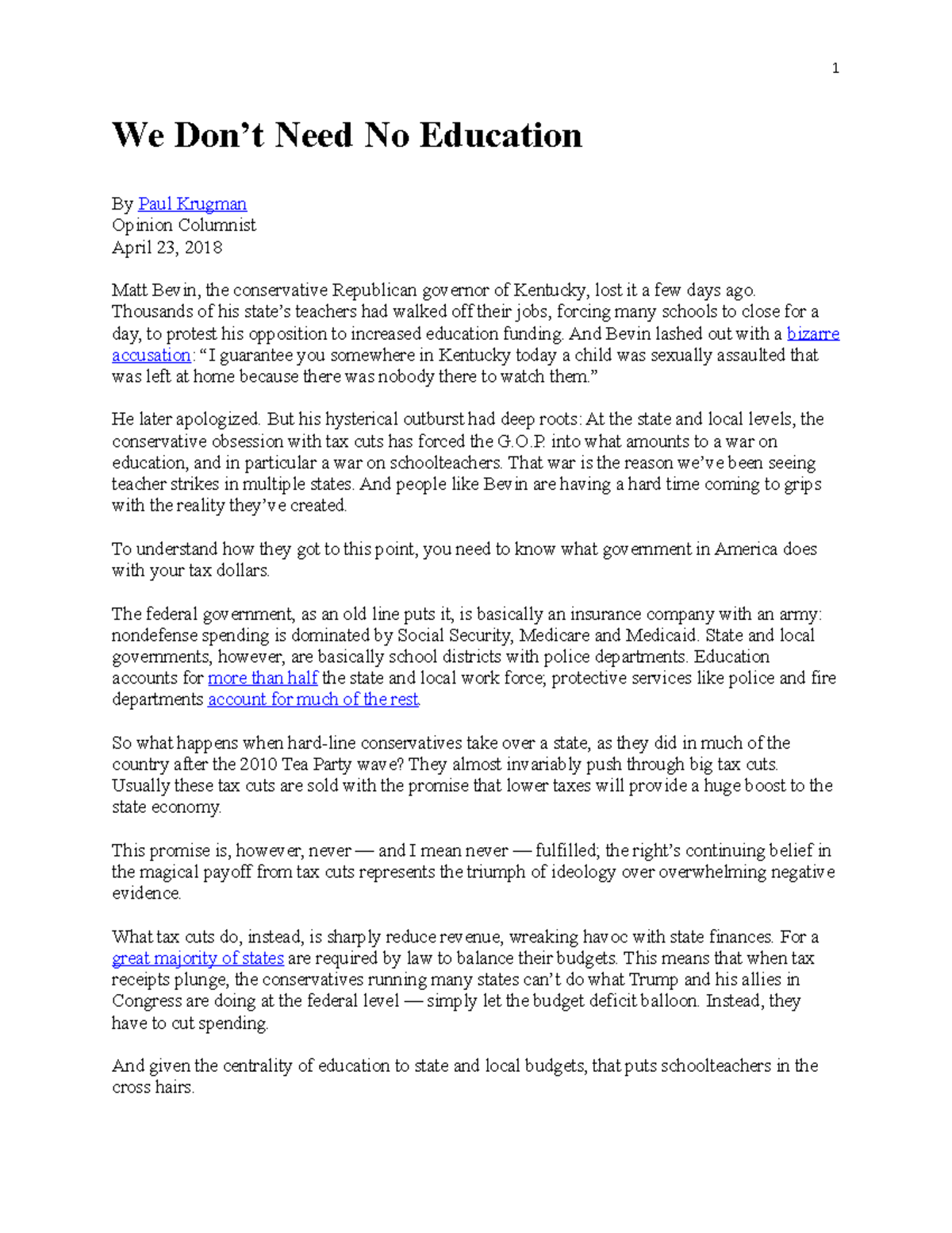 We Don T Need No Education übersetzung We Don't Need No Education - 1 We Don’t Need No Education By Paul