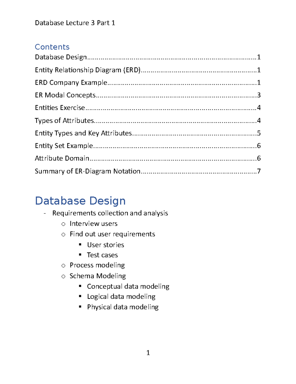 Db Lecture 3 P1 - Contents Database - Studocu