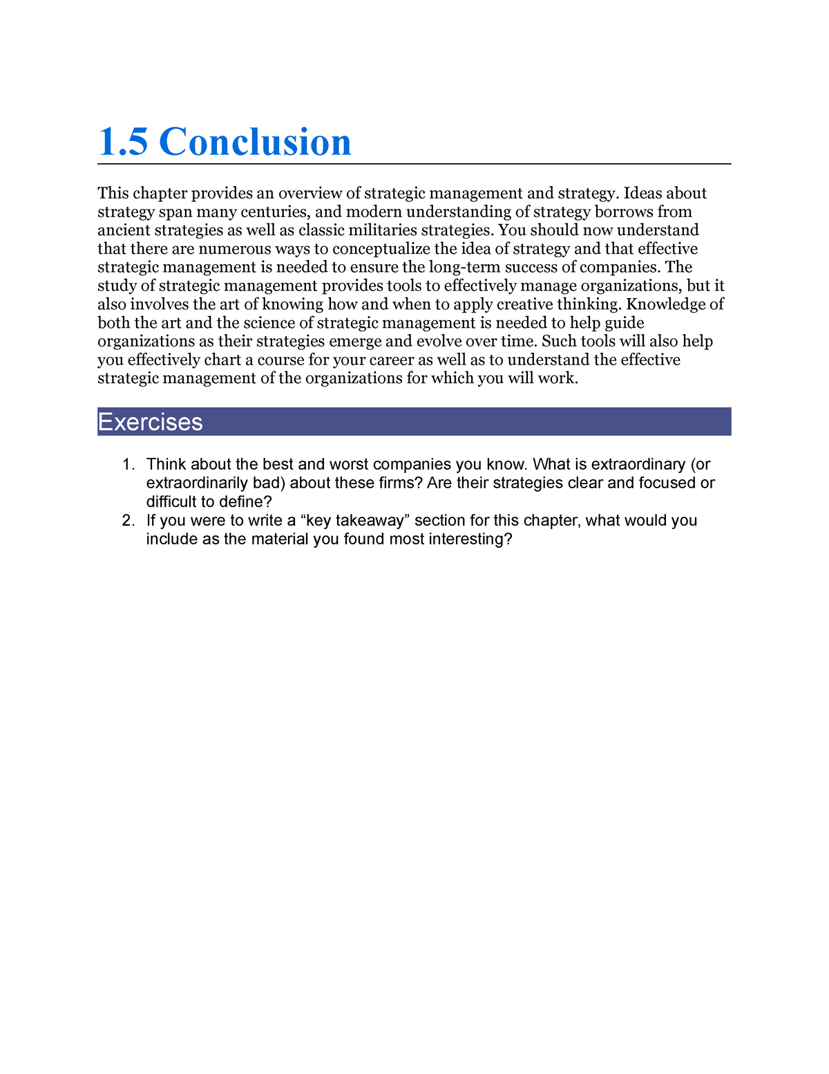 strategic management conclusion essay