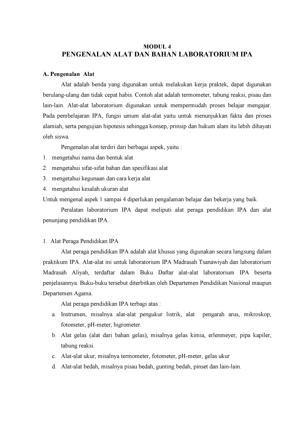 BAB 4 LAB - MATERI TEKNIK LABOTATORIUM - MODUL 4 PENGENALAN ALAT DAN ...